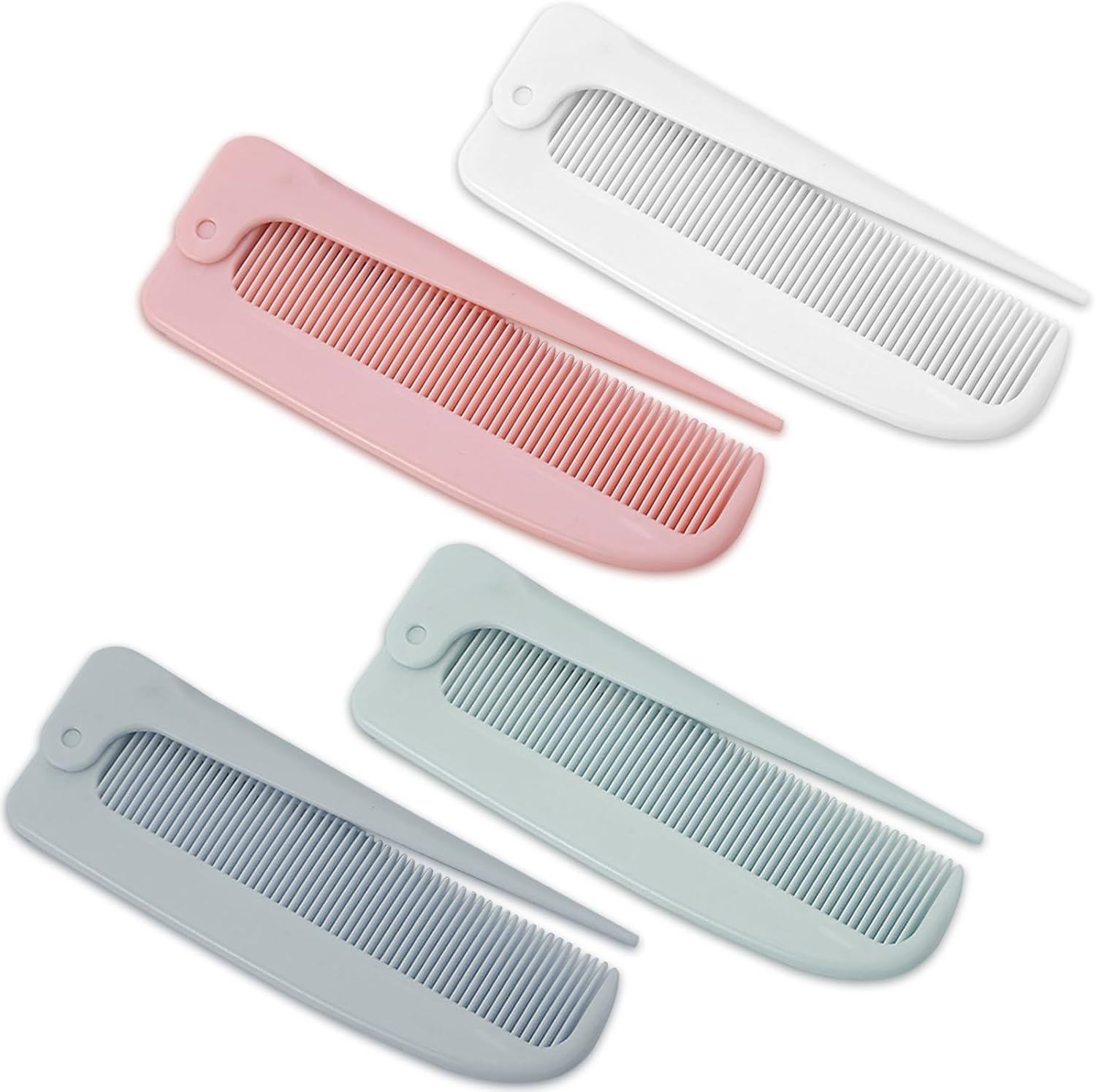 Hair Parting Combs - 4-Piece Rat Tail Folding Detangling Travel Styling Combs for Braids & Hair Styling