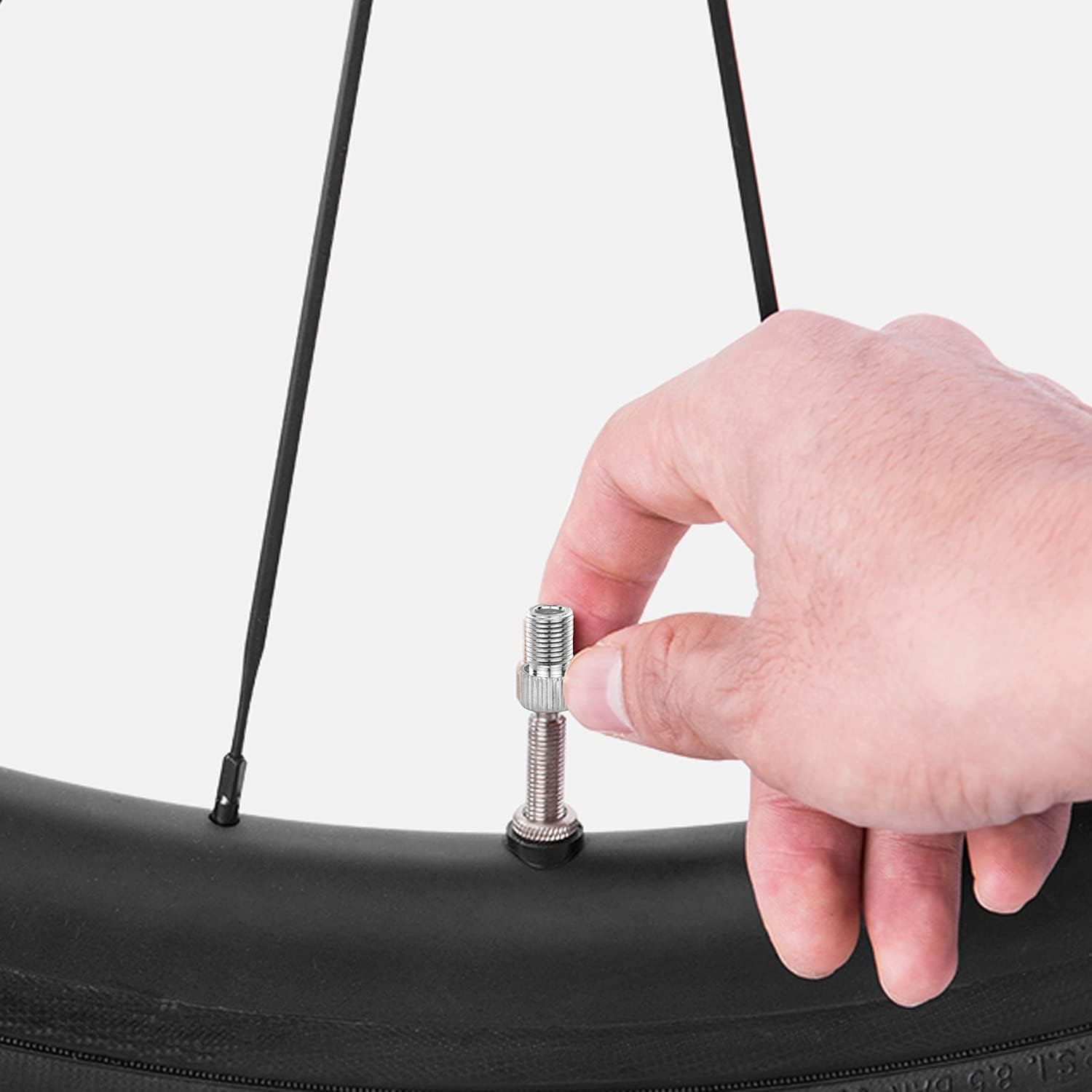 BOROLA 6PCS Bike Presta Valve Adapter Adaptor,Presta to Schrader Converter-Bike Pump Tire French/Uk to US - Inflate Caps(Silver) image number 1