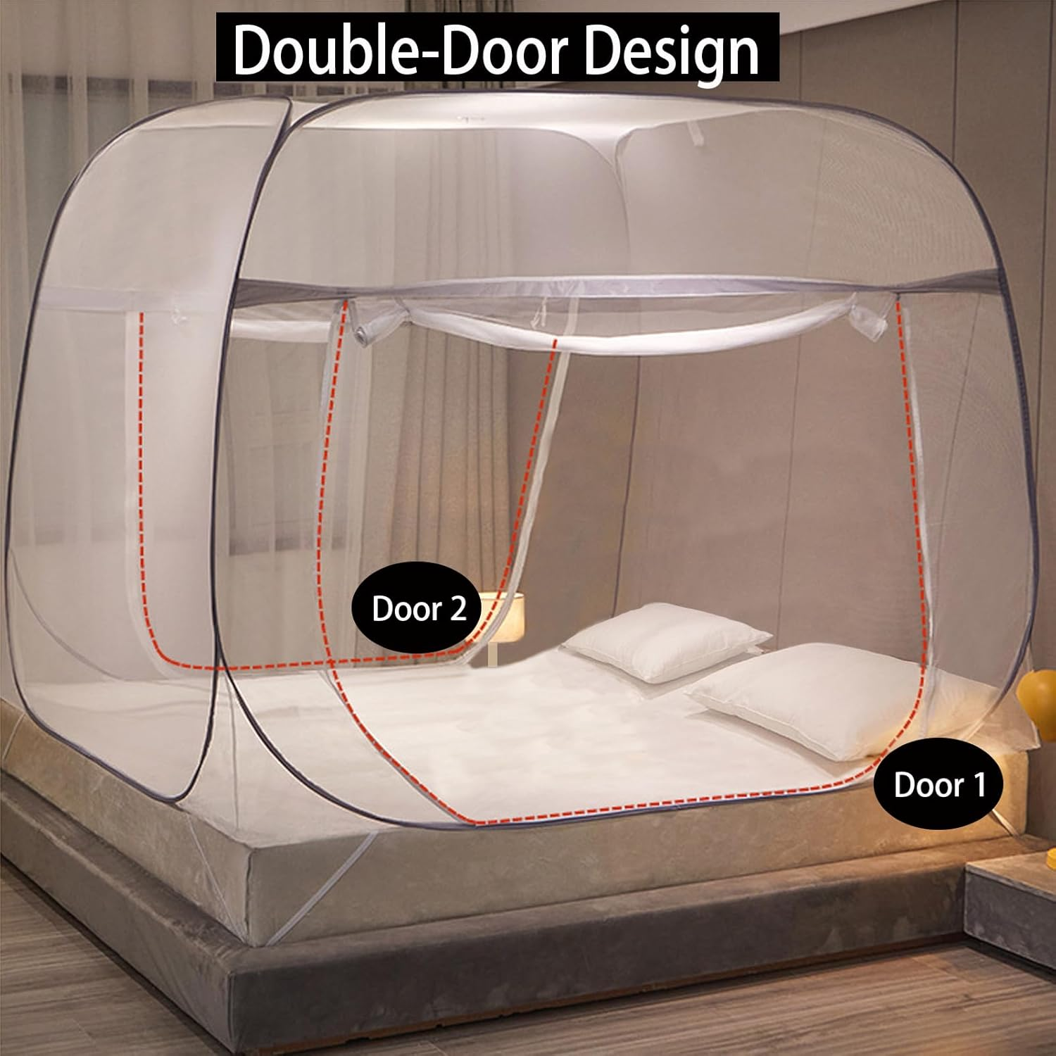 CMINGJ Mosquito Net for Bed, Portable Pop up Mosquito Netting with Bottom, Free Installation-Suitable for Bedroom, Camping, Folding Portable Design for Baby Adults (Gray- L87 X W79 X H61)