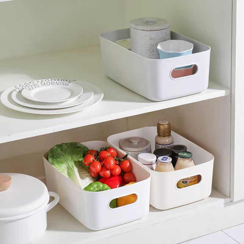 White Plastic Storage Baskets 12 Pack, Small Pantry Baskets for Organizing, Organizer Basket Bins for Shelves, Organizer and Storage for Bathroom, Bedrooms, Kitchens image number 4