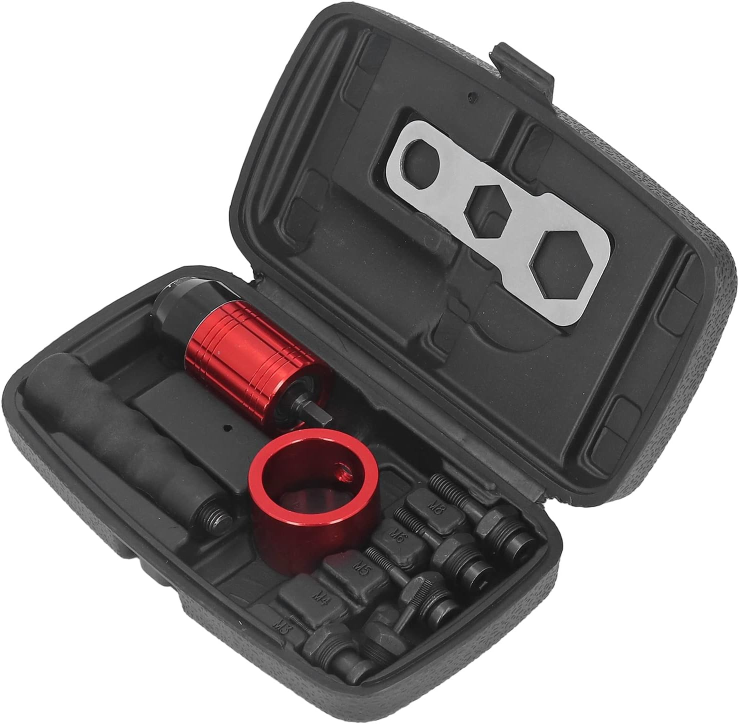 Nut Gun Adapter, 5 Nuts Rivet Gun Adapter Kit with Storage Box, Manual Automatic Nut Gun Adapter Rivet Nut Drill Adapter Kit, Type Riveting Insert Nut Hand Tool image number 6