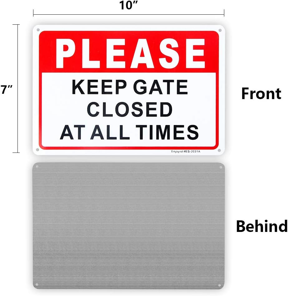 2-Pack Please Keep Gate Closed at All Times Sign 10"X 7" .04" Aluminum Reflective Sign Rust Free Aluminum-Uv Protected and Weatherproof image number 1