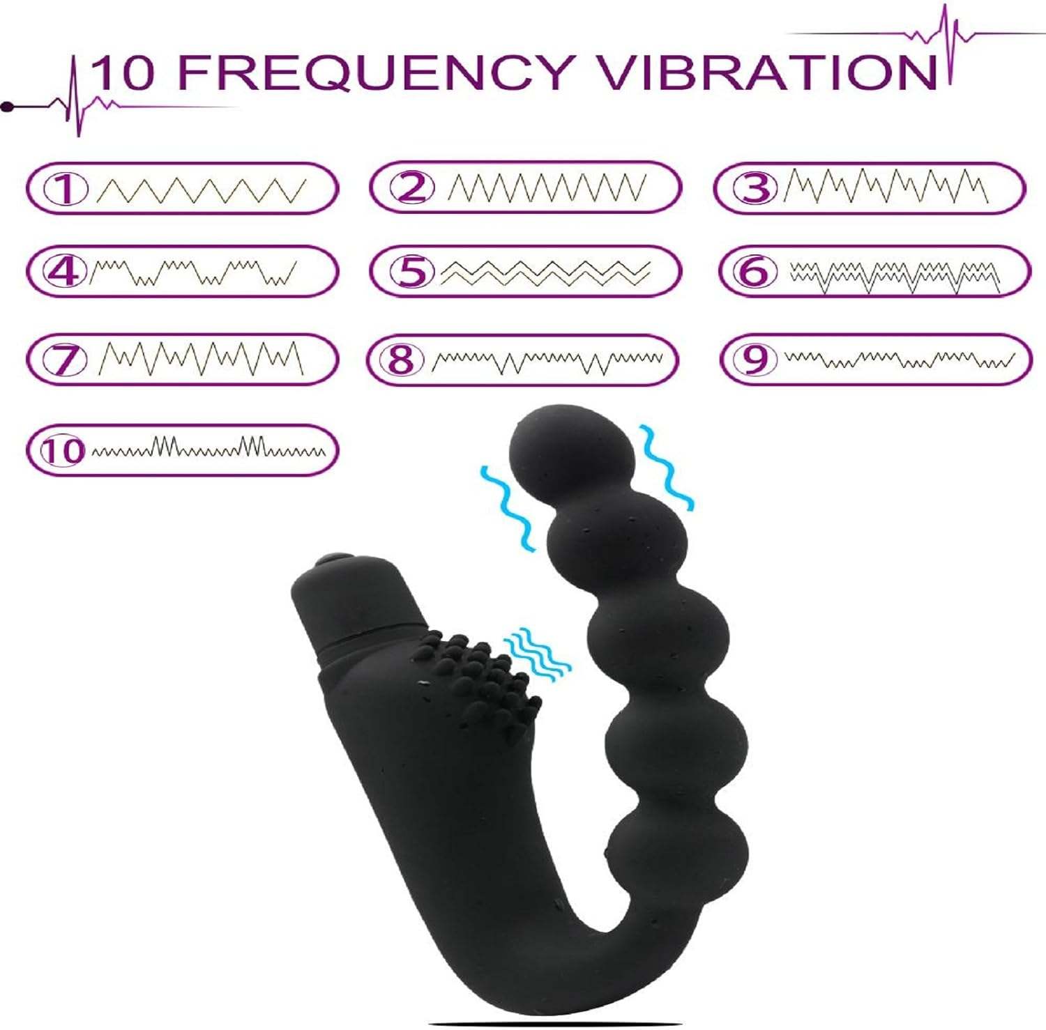Vibrating Anal Beads Sex Toys Anal Plug Vibrator for Men and Women - Flexible Silicone 10 Vibration Modes Prostate Massager Butt Plug Male Dildo Bead Design Anal Vibrator for Men, Women and Couples Adult Sex Toy image number 1