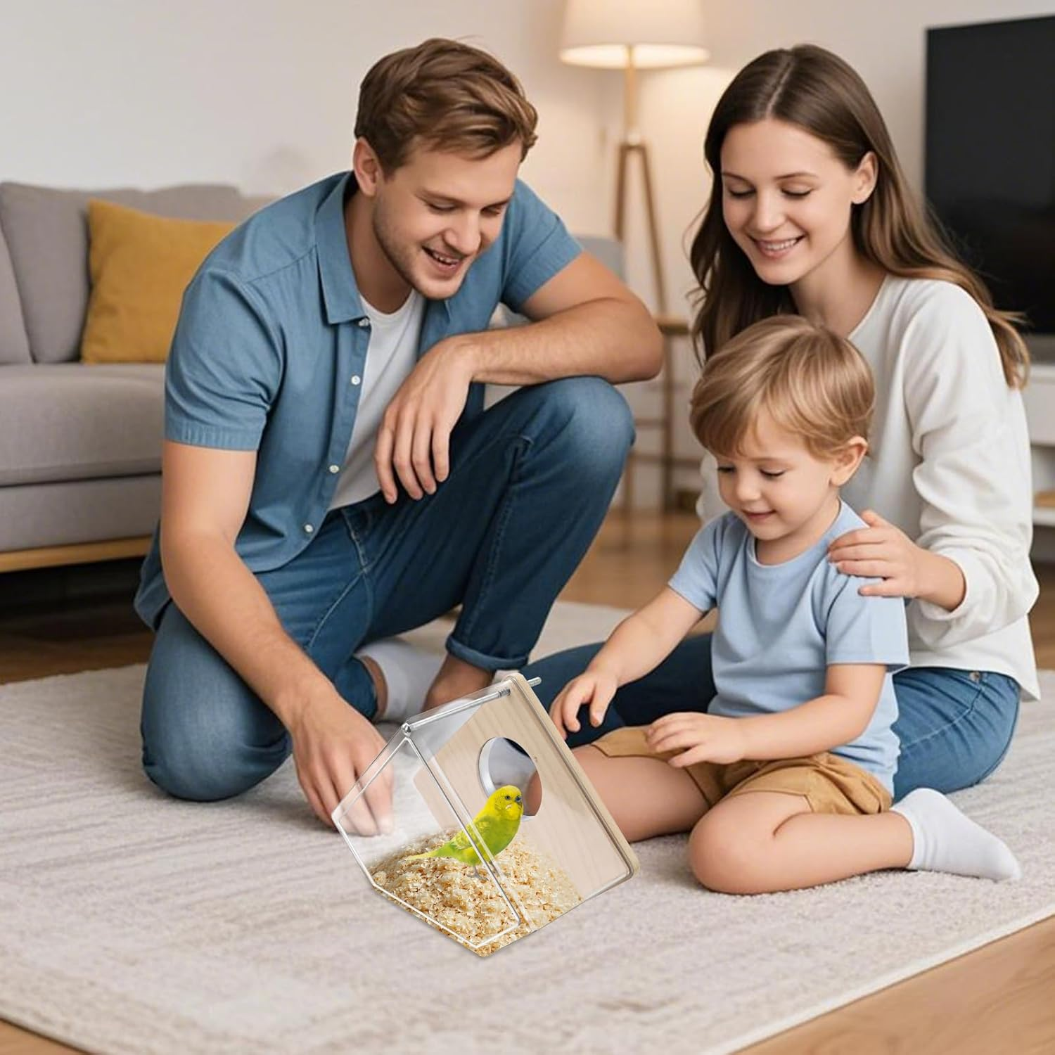 Parakeet Nesting Box for Cage, Nesting Box, Transparent Design, Bird Nest Incubator with Perch, Wooden Bird Cage, House for Inseparable Finch (Triangle) image number 5