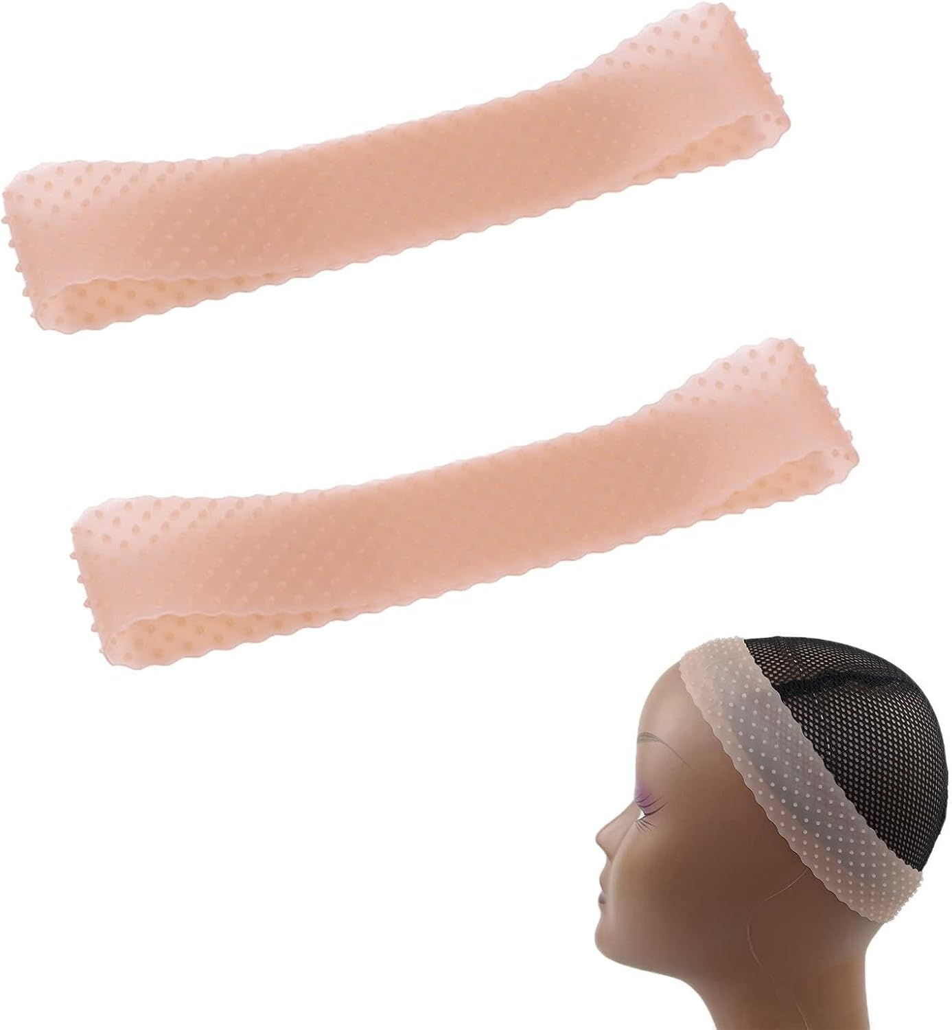 Adjustable Silicone Grip Wig Band,Silicone Wig Headband Non Slip Bands Seamless for Men Women Sports Yoga,2 PCS (White)