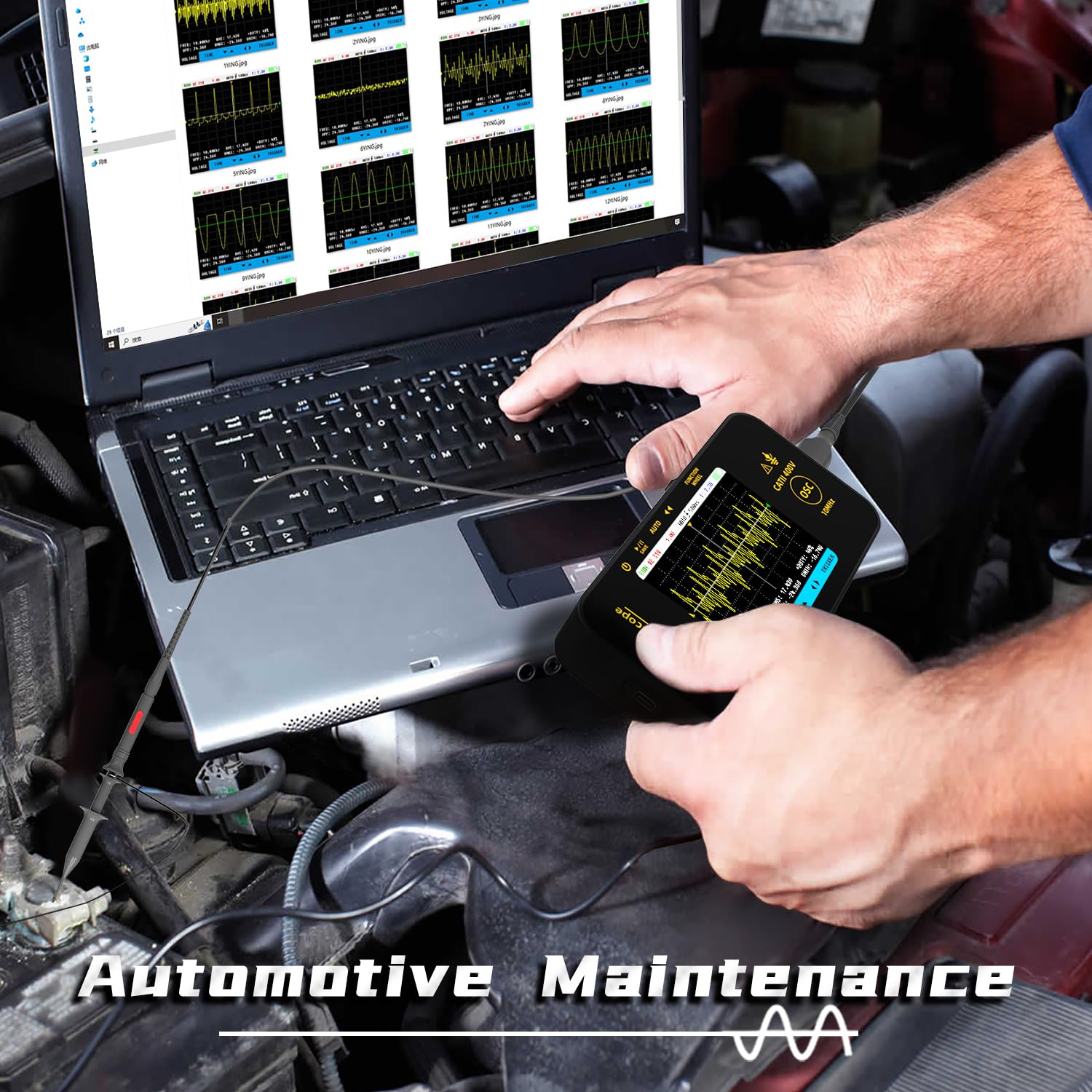 BSIDE Handheld Digital Oscilloscope 3.2&rdquo; TFT LCD Scope Tester, 10Mhz Bandwidth with 48Msa/S Sampling Rate, Potable Automotive Oscilloscope with Auto/Nomal/Single Trigger for Audio Amplifier Hobbyist image number 6