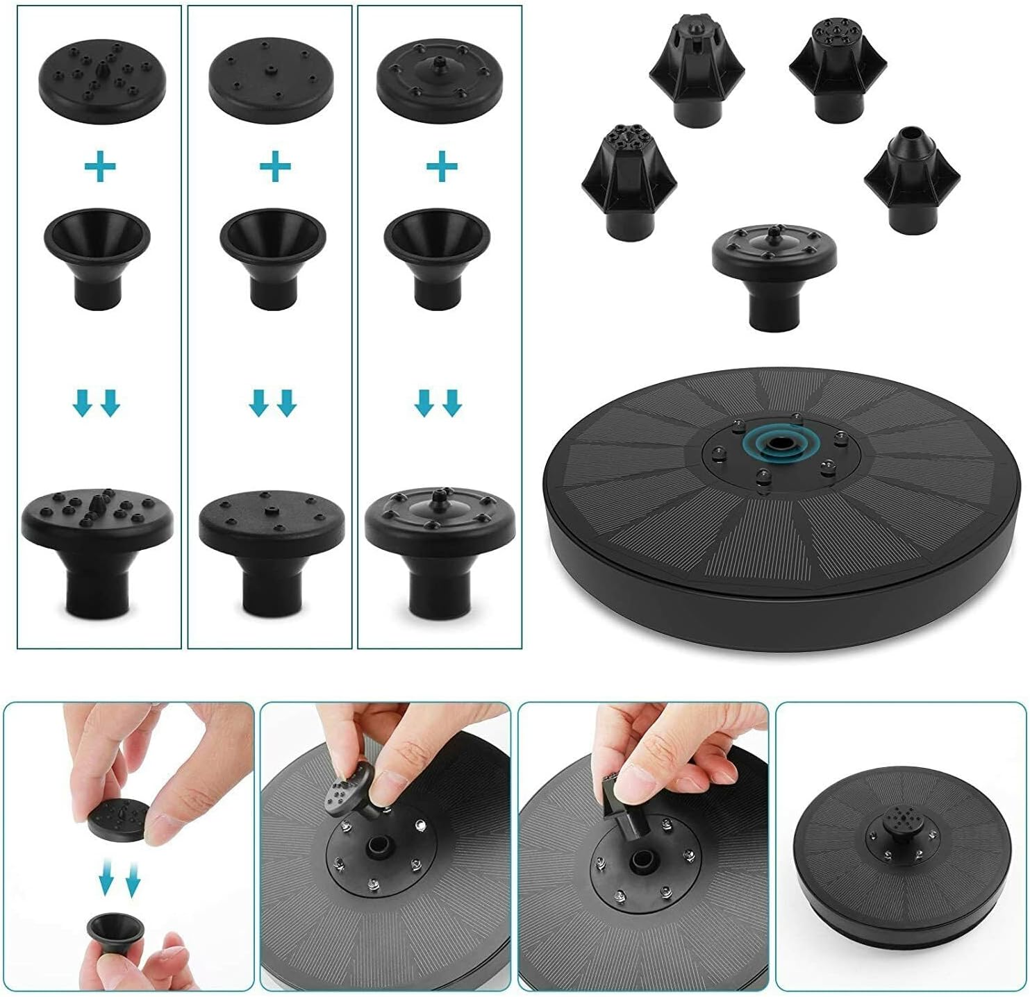 Leona Co LED Solar Fountain Pump Bird Bath, 3W Floating Water Fountain Pump with Color Led Lights for Outdoor, Garden, Fish Tank, Pond, Pool image number 4