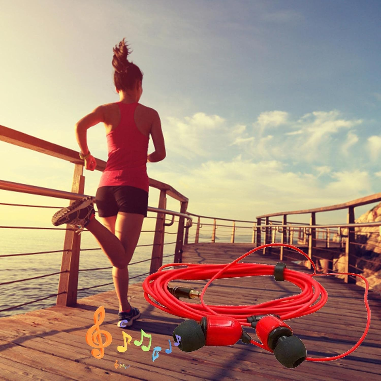 Ear Buds with Long Wired Cord | Wired in Ear Headphones with Microphone - Blocking Bass Ear Buds Headphones Corded for Long-Distance Usage for Computer And - Three Meters With Wheat White image number 3