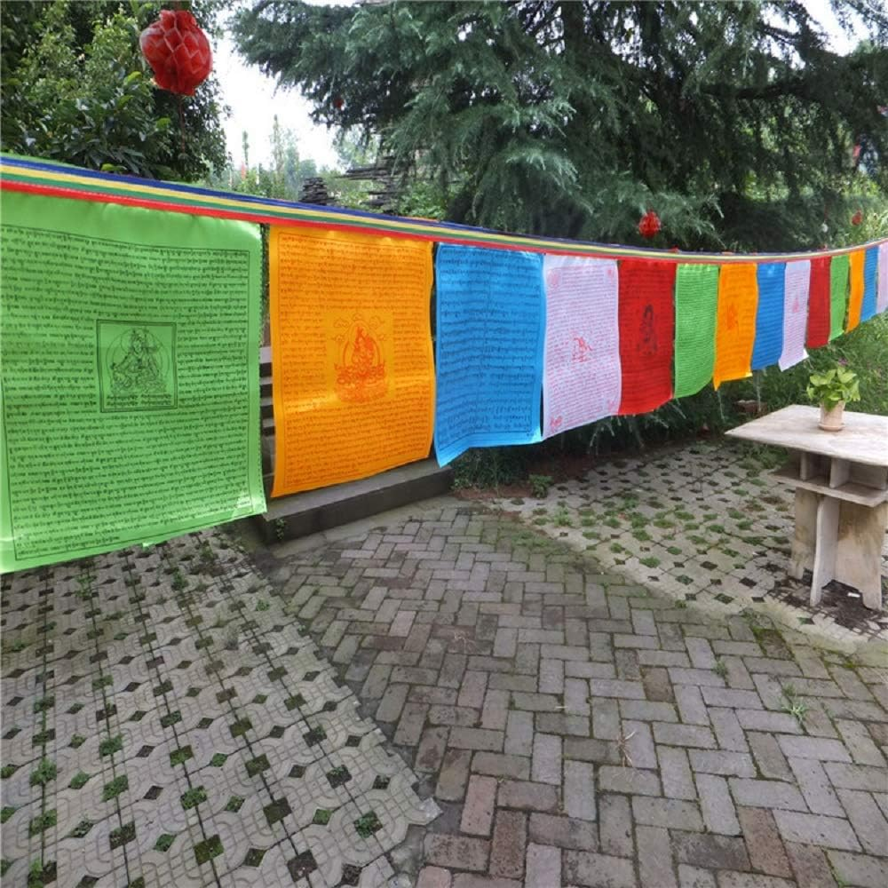 KRISMYA Tibetan Tranquil Prayer Flags-Pack of 100 (10In X 9In) Indoor Outdoor Satin Affirmation Windhorse Prayer Flags image number 3