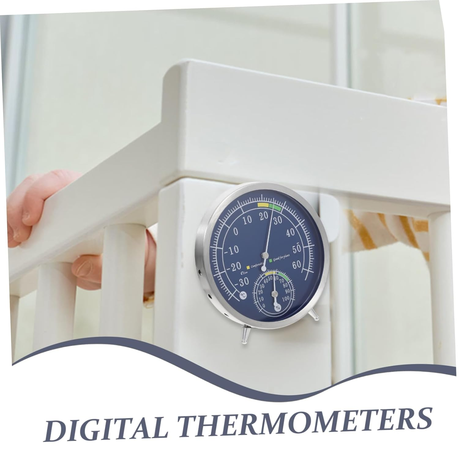 Garneck High Precision Stainless Steel Analog Thermometer Hygrometer Indoor Outdoor Temperature Humidity Gauge Dual Tabletop Wall Mount Design for Sauna and Home Use image number 6