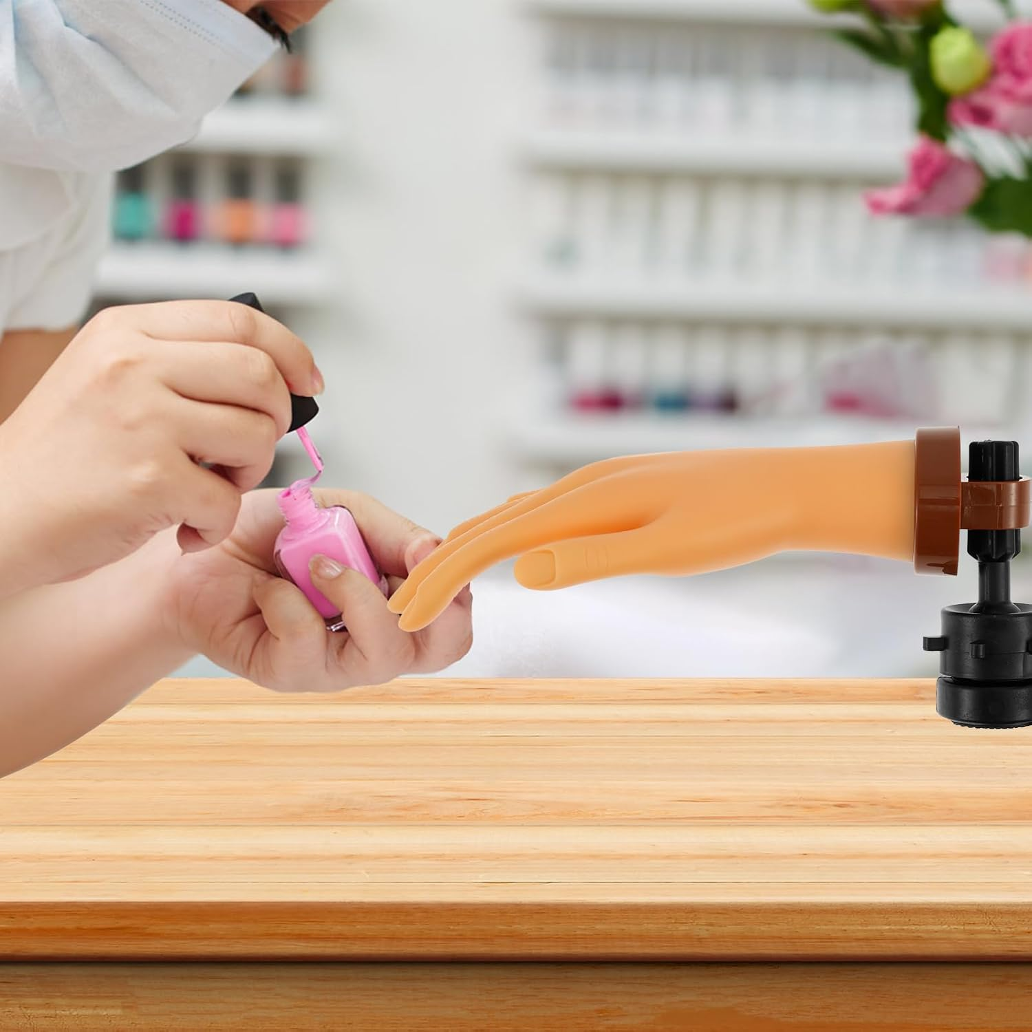 Nail Practice Hand with Clamp Holder Bendable Nail Training Hand Portable Manicure Practice Kit Practical Manicure Training Kit Fit for Manicurist Home(1Set) image number 3