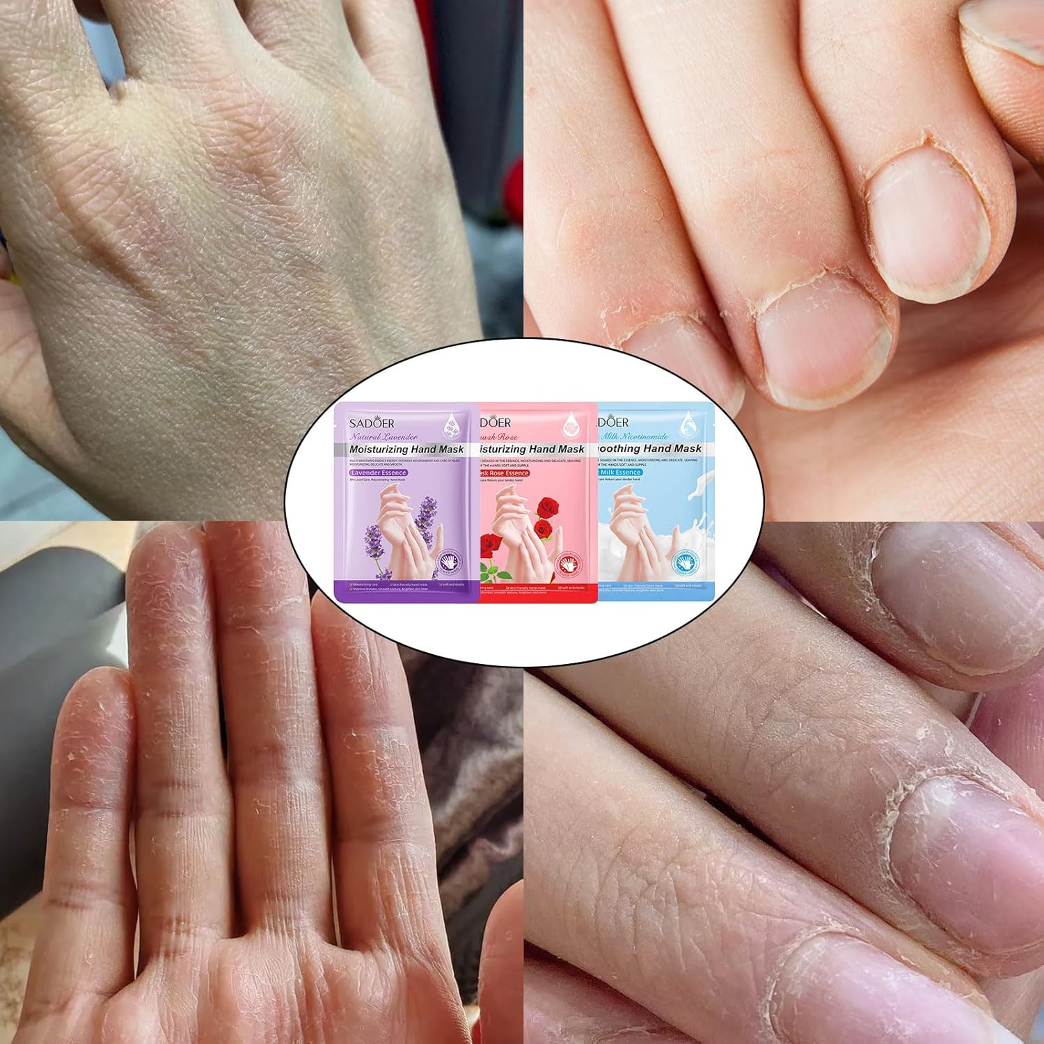 3 Pairs of Hand Masks Moisturizing Gloves, Rose Lavender Goat Milk Lubricating Beauty Care Hand and Foot Masks, Hand Skin Repair and Renewal Moisturizing Gloves Overnight, Suitable for Dry, Aged and Cracked Hands, Smooth, Long-Lasting, Soft and Firm Hand Mask image number 3