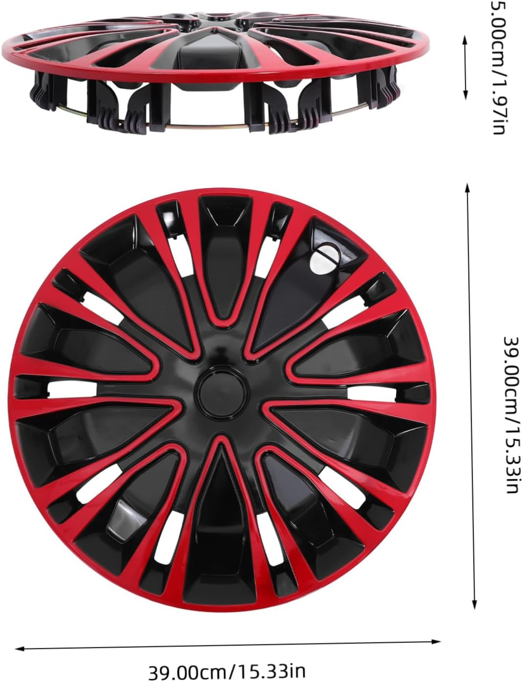 GRIRIW 14-Inch Automotive Wheel Hub Covers Red Black, Universal Car Hubcaps for Vehicles, Decorative Dual-Color Wheel Caps Compatible Most Cars image number 1