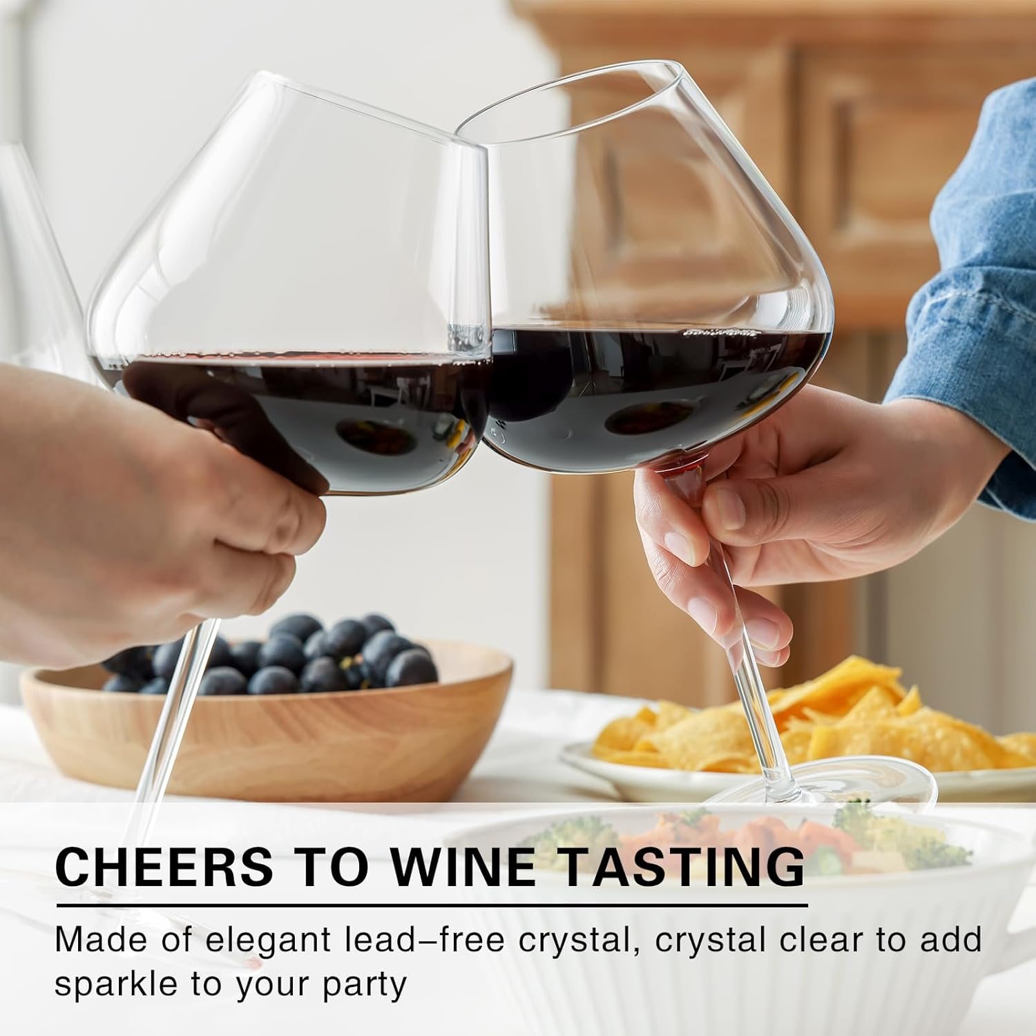 WOTOR Red Wine Glasses Set of 4, 25 Oz Large Burgundy Wine Glasses with Long Stem, Hand Blown Crystal Wine Glasses - Light, Ultra-Thin, Gift Packaging for Wedding, Anniversary (Clear)