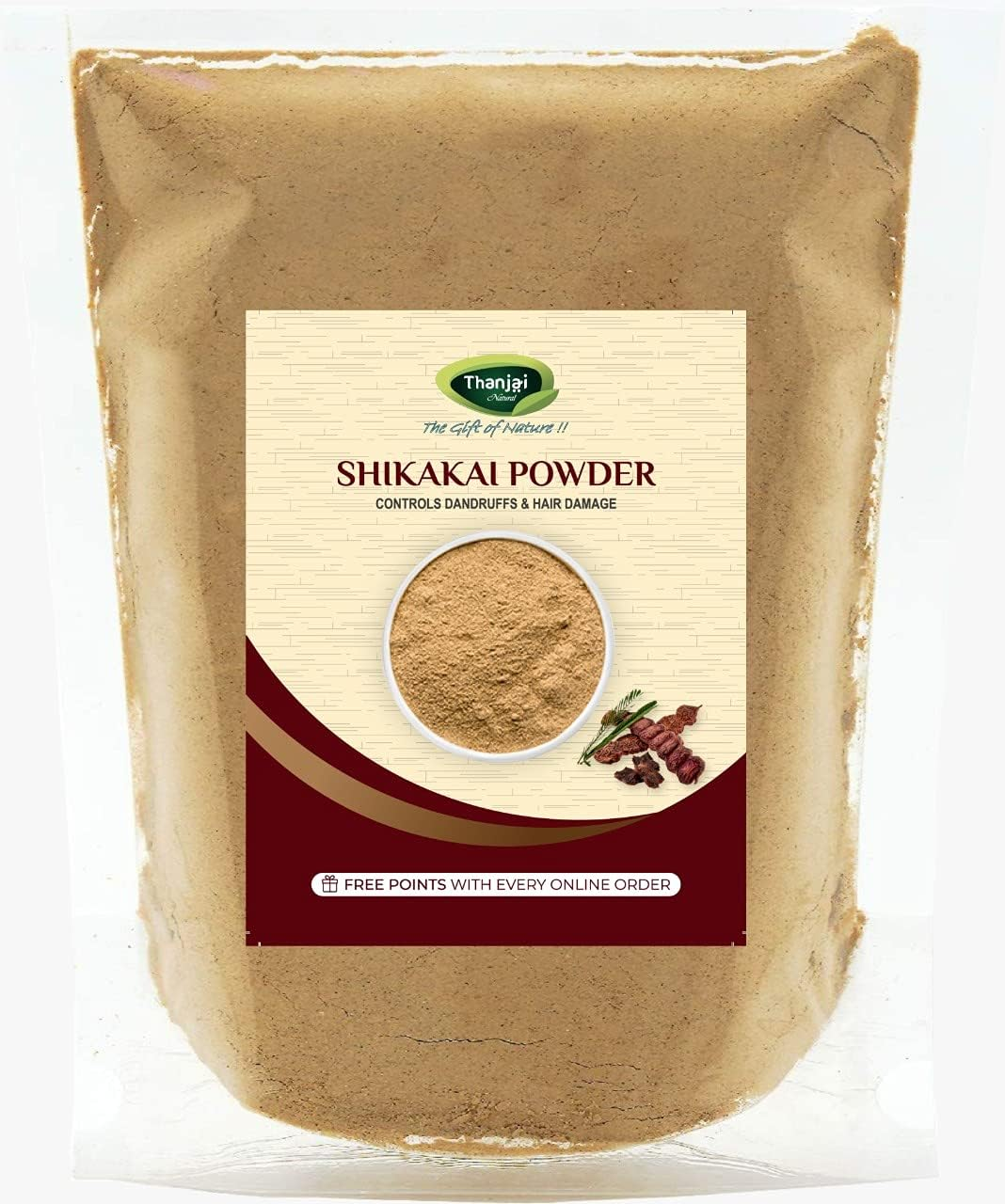 Thanjai Natural Shikakai Powder (Acacia Concinna) 500Gm | Natural Hair Cleanser | Hair Pack Powder for Damaged & Weak Hair | Rejuvenates & Refreshes Scalp - 100% Pure & Natural Homemade image number 2