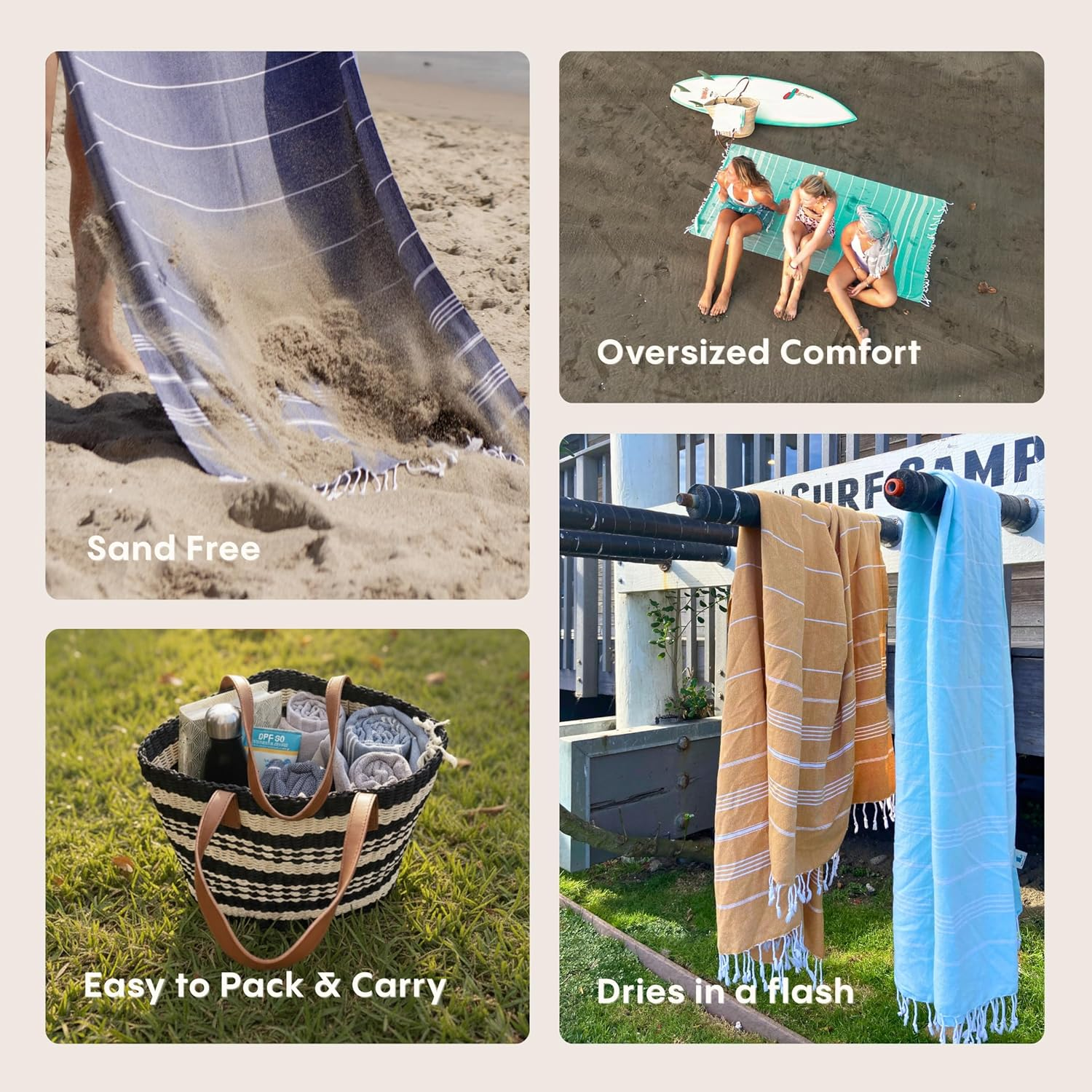 WETCAT Turkish Beach Towel Oversized 38X71 100% Cotton Sand Free Beach Towel Quick Dry Extra Large Turkish Towel Light Travel Towel for Adults Beach Gifts Beach Accessories - Dark Blue image number 7