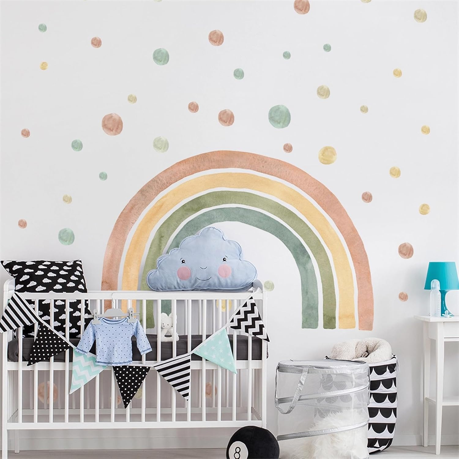 59 X 45 Inch Colorful Rainbow Wall Stickers, Sacinora Large Rainbow Polka Dots DIY Wall Decals Removable Vinyl Peel and Stick for Kids Baby Nursery Bedroom Playroom Preschool Toddler Room Art Decor - Colorful image number 3