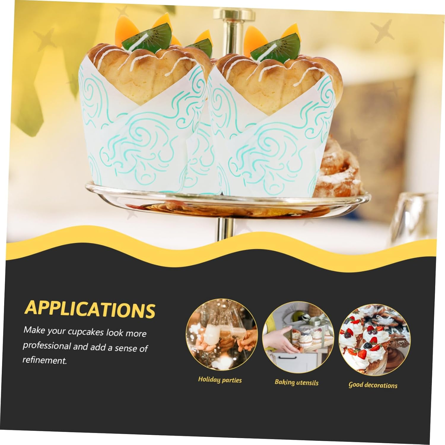 100Pcs Parchment Paper Cupcake Liners Oven Safe Tulip Shape Muffin Paper Cups for Bakeries image number 4