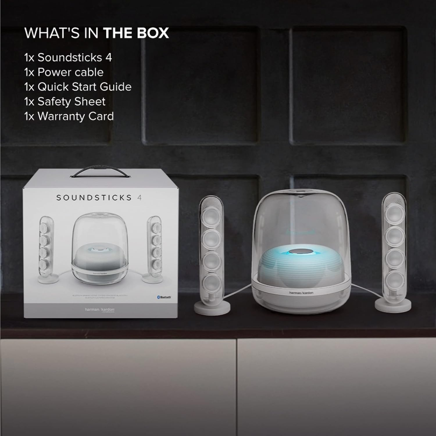 Harman Kardon Soundsticks 4, Iconic Design, Extraordinary Sound, Wireless Bluetooth Streaming, White image number 1