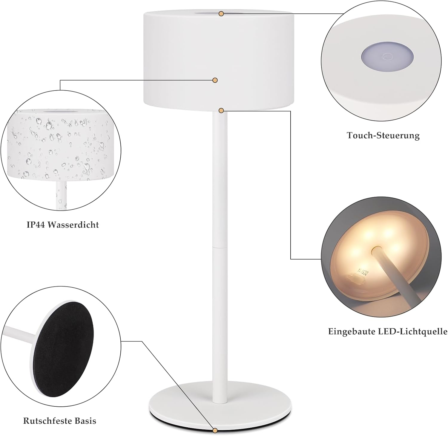 Homefire LED Table Lamp Wireless 2: Touch Dimmable Table Lamp with 3 Colour Temperatures Height Adjustable USB Rechargeable Battery Portable Waterproof Table Lamp for Indoor Outdoor Dining Room image number 6
