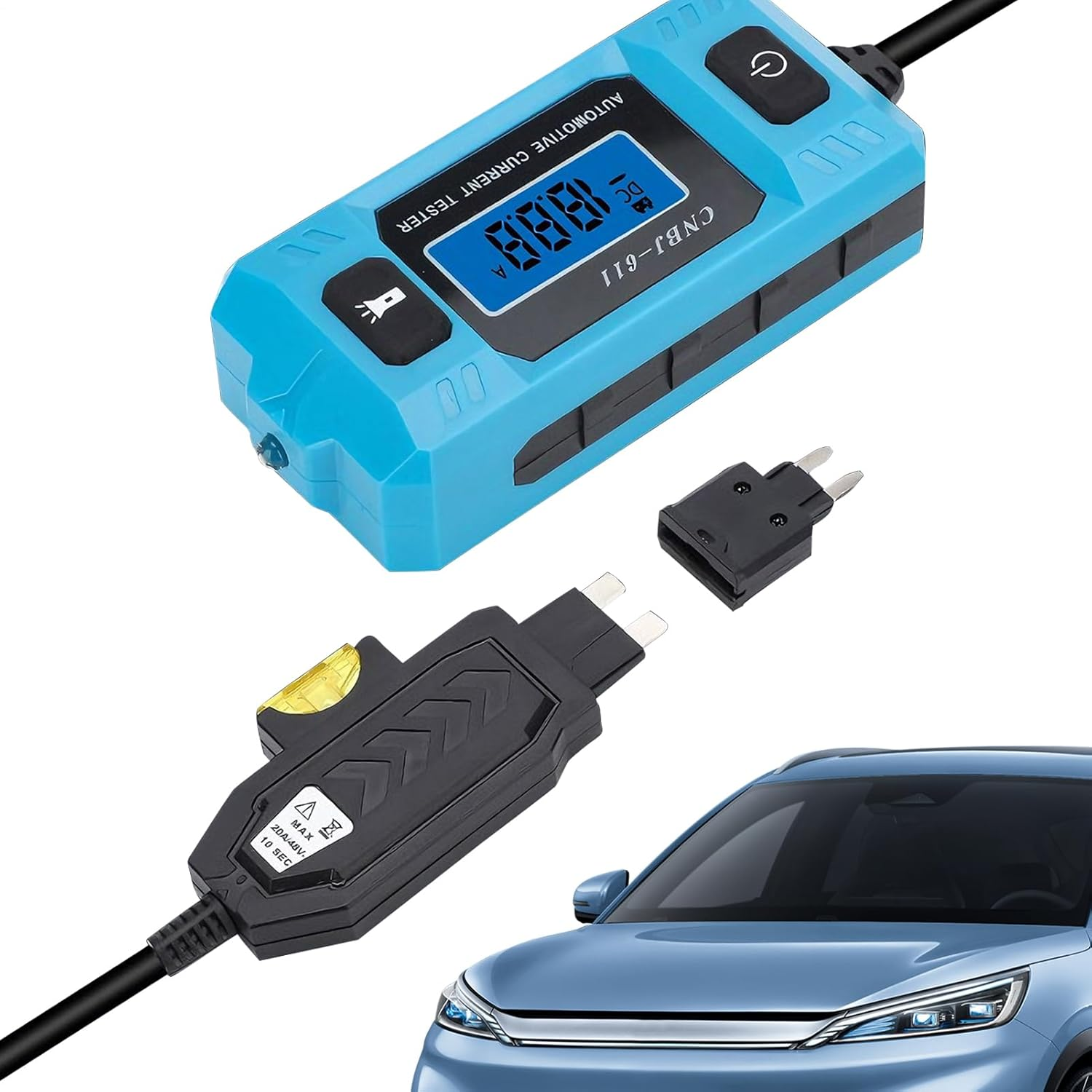 Bomefoi Car Circuit Tester,20A 48V Fuse Checker with Front Light | High-Precision Automotive Current Tester with LCD Screen,For Home Garage Roadside Vehicle Maintenance Truck Motorcycle image number 6