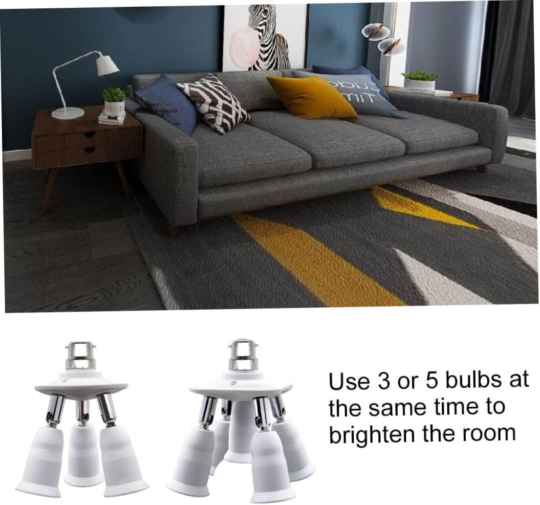 Light Socket, Splitter 3 in 1 360 Degree Adjustable 180 Degree Bendable B22 to E27 E26 Bulbs Socket Holder Lamp Bases image number 4