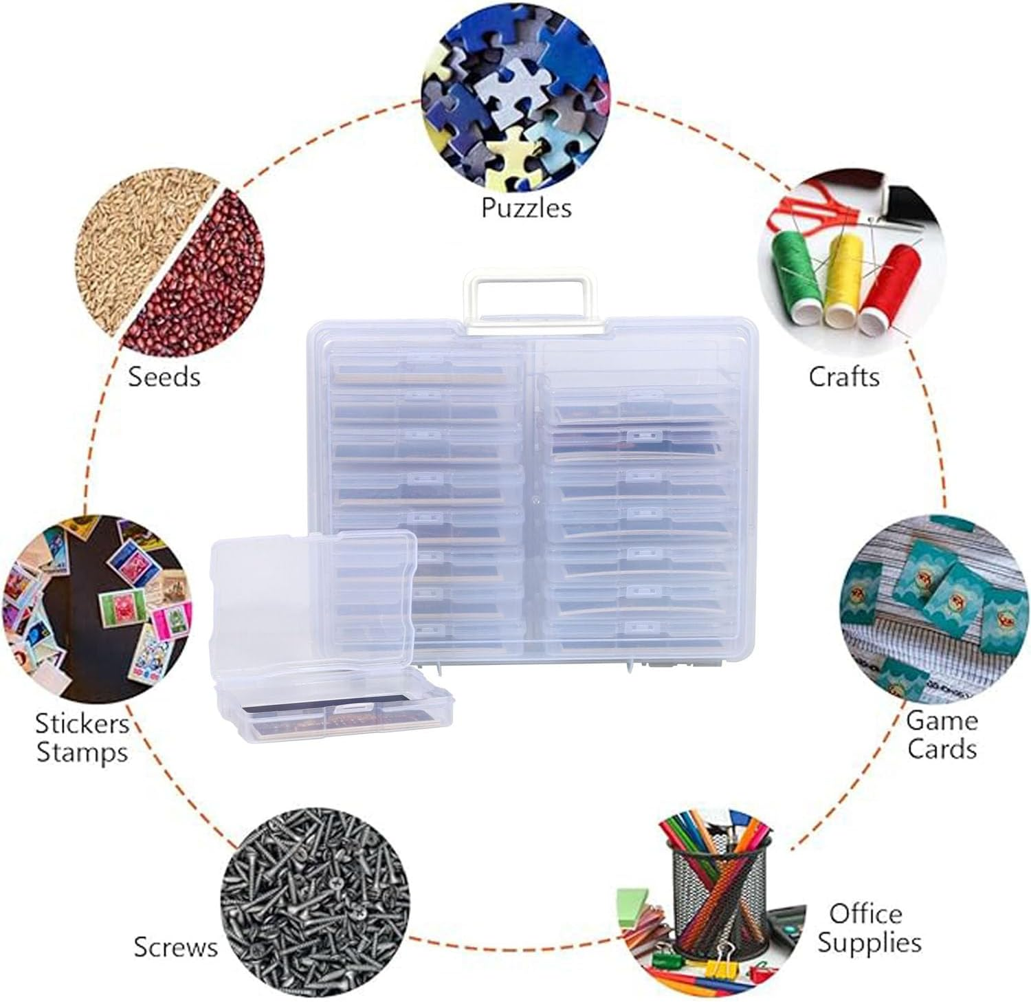 Photo Storage Box, 4" X 6" Photo Storage Box Craft Keeper, 18 Inner Extra Large Organizer Acid-Free Photo Keeper Storage Case, Plastic Craft Storage Box for Stickers Stamps Seeds (18 Boxes) image number 2