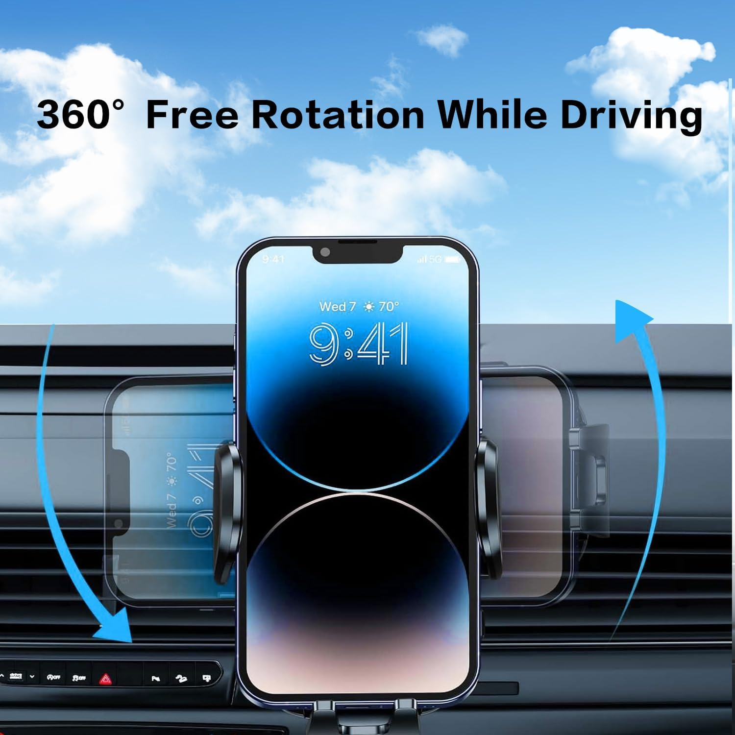 Automatic Lock Car Phone Holder &ndash; 360&deg; Rotating Adjustable Dashboard Mount for Navigation and Hands-Free Driving image number 6