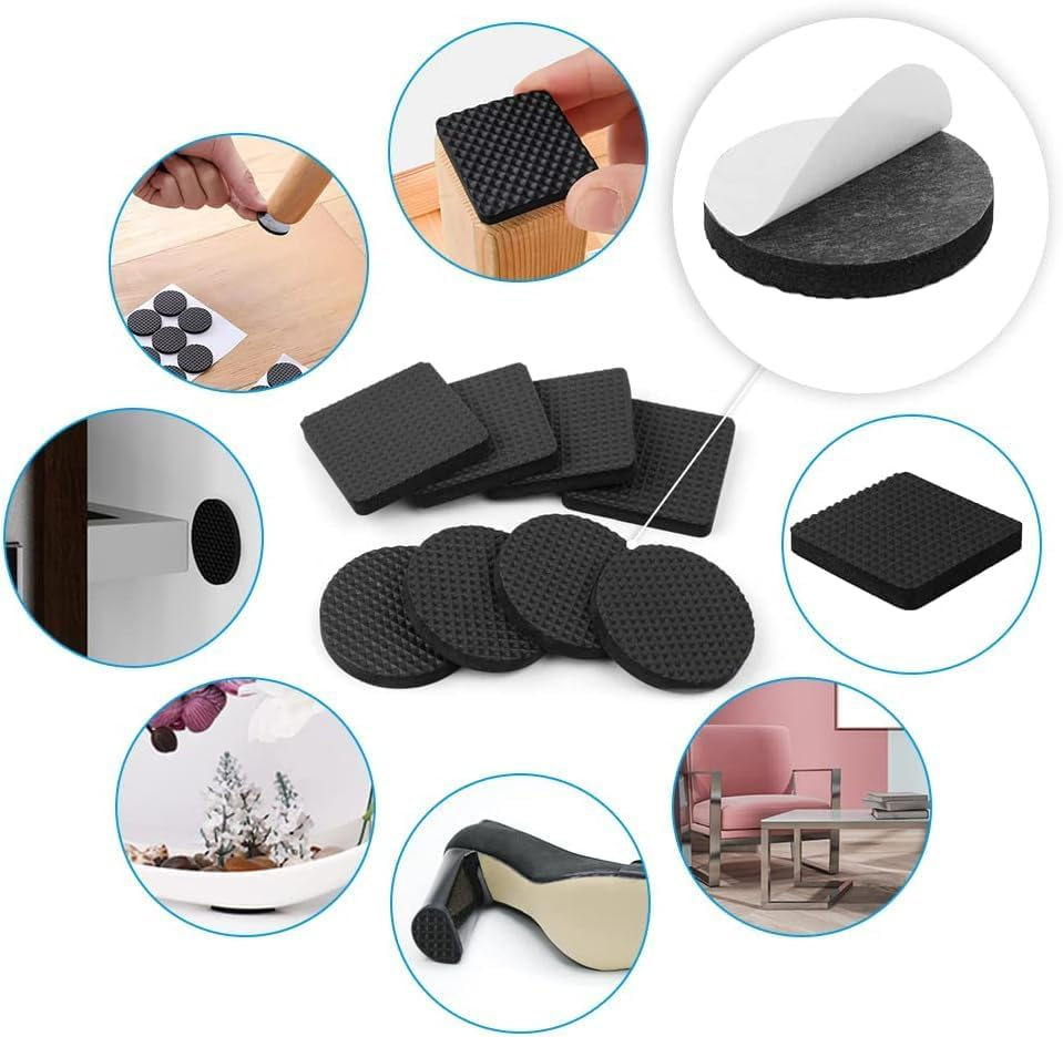 64Pcs Non Slip Furniture Pads Floor Protectors, Rubber Pads for Furniture Feet, Dense, Premium Chair Feet Protectors, Floor Protector Pads (38Mm,32 Squares and 32 Rounds) image number 1