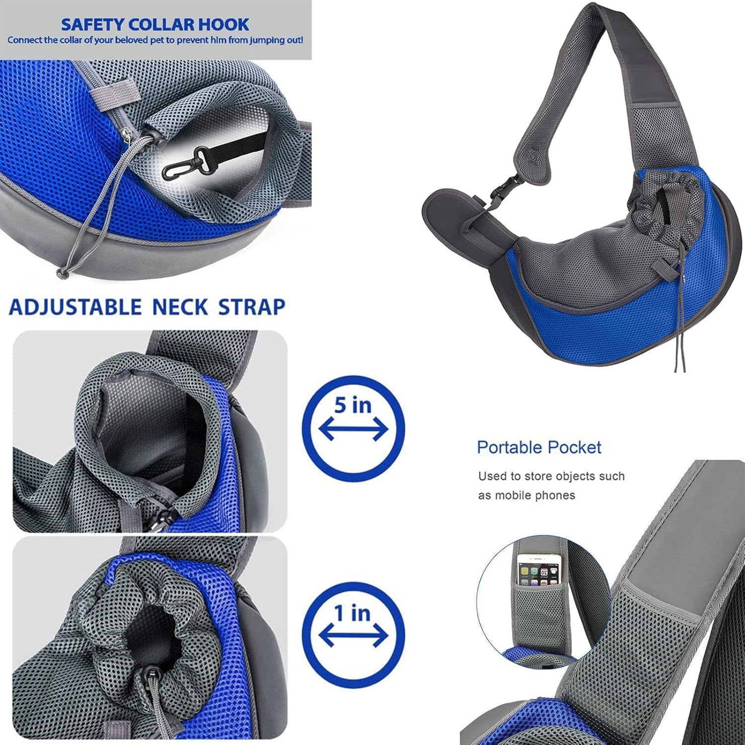 Ieasey Portable Small Dog Cat Puppy Carrier Shoulder Bag, Breathable Mesh, Blue, 45 Cm X 13 Cm X 28 Cm, 2-4.5 Kg, Modern Style, Perfect for Small Dogs & Cats, Outdoor Use image number 1