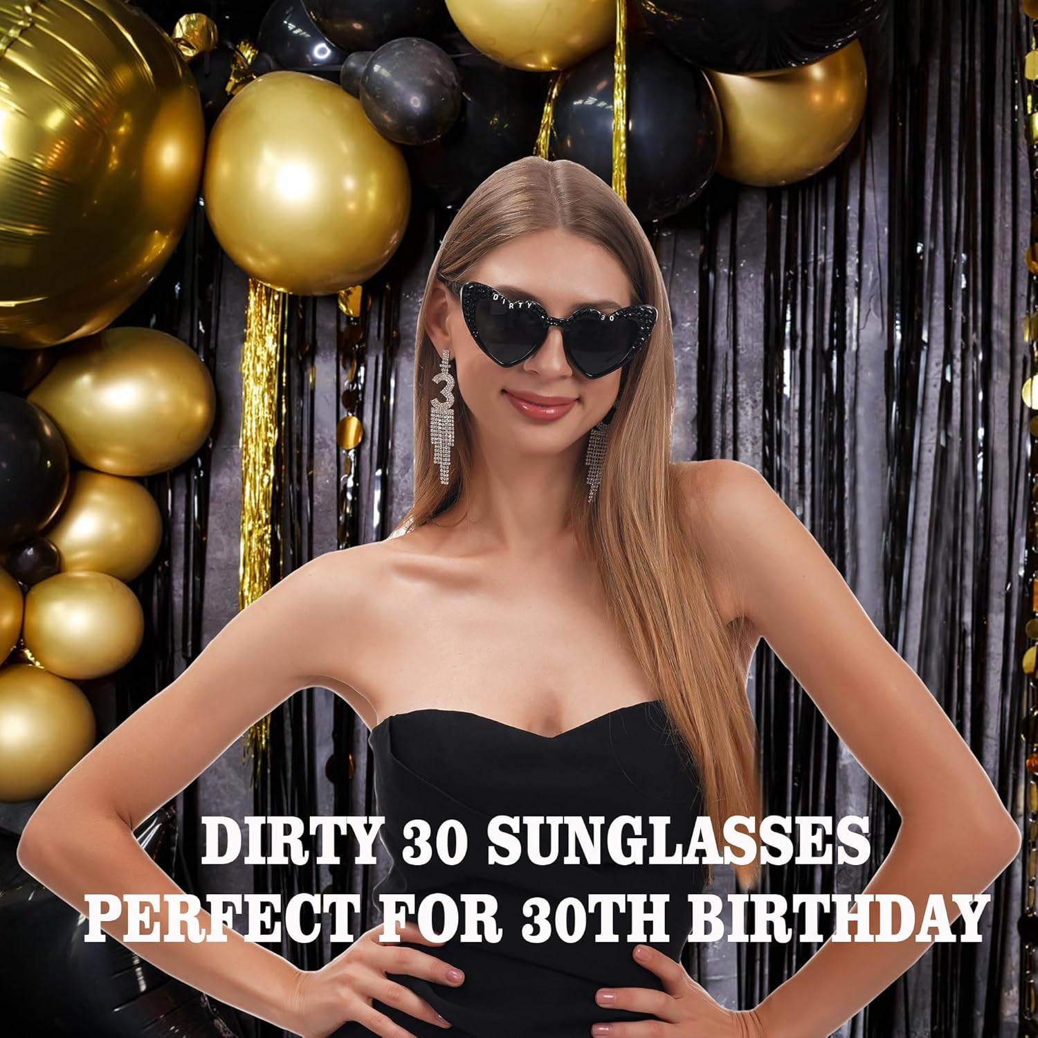 30Th Birthday Glasses - 'Dirty 30' Birthday Party Supplies，Birthday Glasses for Death to My 20S for My Youth Funny Thirtieth Birthday Gift Accessories Party Favors, Black image number 4