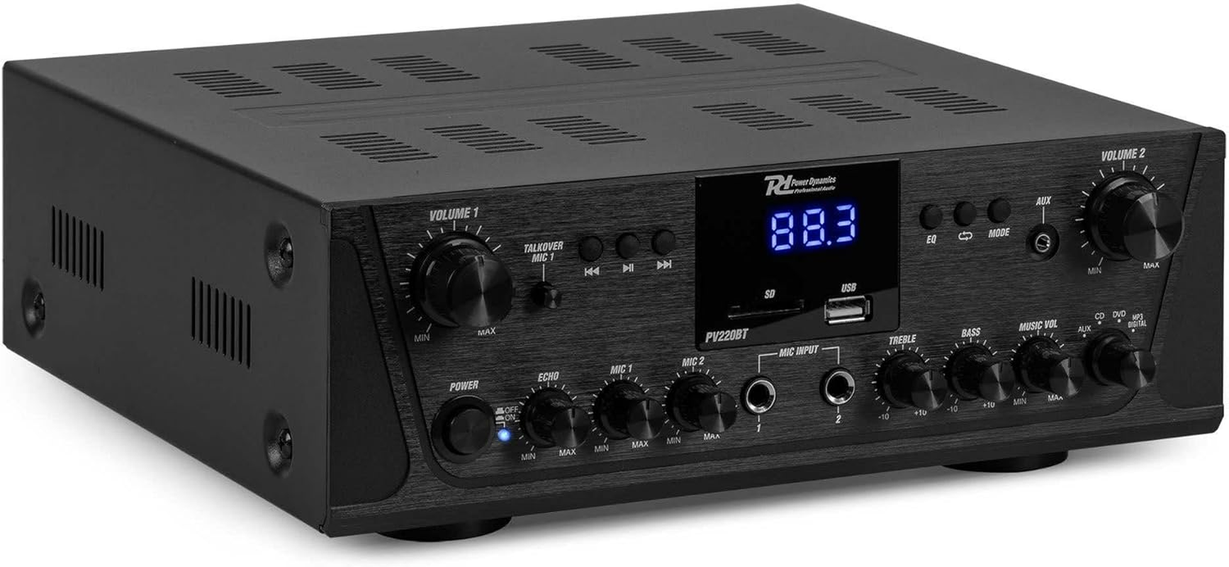 PD PV220BT Compact 2-Channel Audio Power Amp, Speaker Amp with High-Fidelity Sound, Mini Amplifier for Home Surround System, Bluetooth Stereo Amplifier, Home Stereo Amplifier, Hifi Stereo Amplifier image number 4