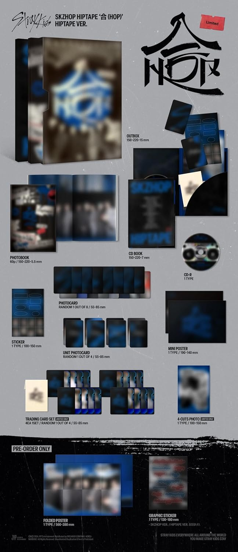 Stray Kids 合 HOP Album 2 Version Set SKZHOP Version+Hiptape Version+Tracking Sealed SKZ image number 3