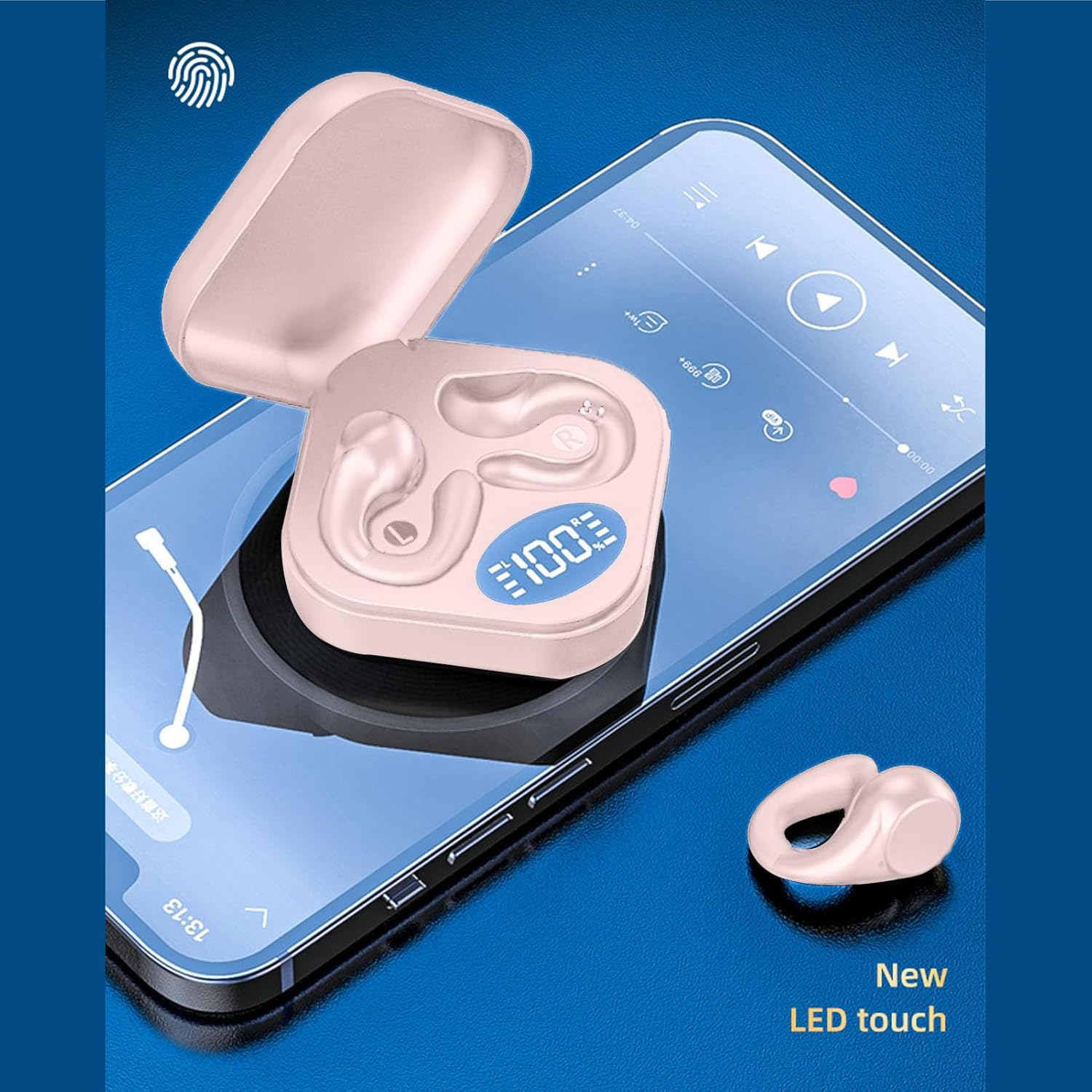 Wireless Hifi Headphones with Open Ear and Power Indicator, Safe and Comfortable, Wireless Connection, Long Standby Time, Lightweight and Portable (Pink)