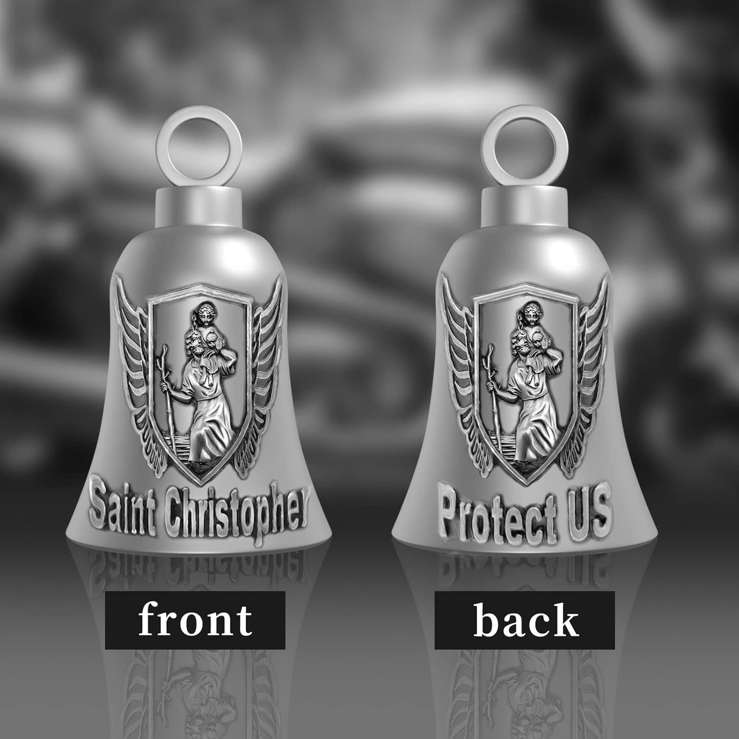 Biker Guardian Luck Riding Bell Motorcycle Gremlin Bells Car Key Chain Ring Accessories with Motorcycle Bell Hanger image number 2