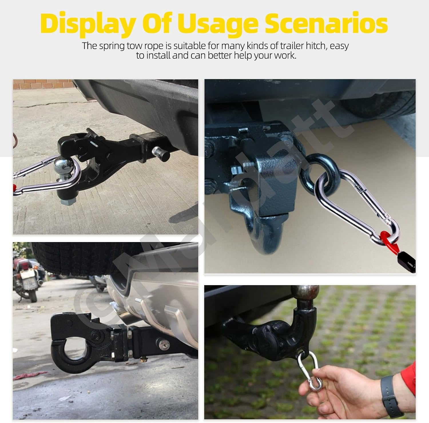 Mardatt 4 Ft Breakaway Trailer Cable, RV Stainless Steel Spring Towing Coiled Wire Trailer Brake Safety Cable Safety Cables Strap Heavy Duty Steel Wire Spring Towing Coiled Wire for RV Towing Trailer image number 4