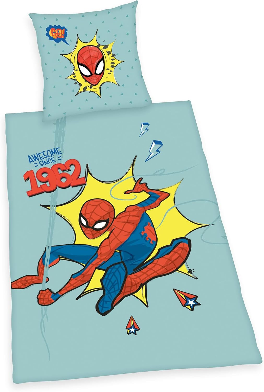 Herding Spiderman Bed Linen Set, Pillowcase 80 X 80 Cm with Buttons and Reversible Motif, Duvet Cover 135 X 200 Cm, with Button Closure, 100% Cotton/Linen image number 1