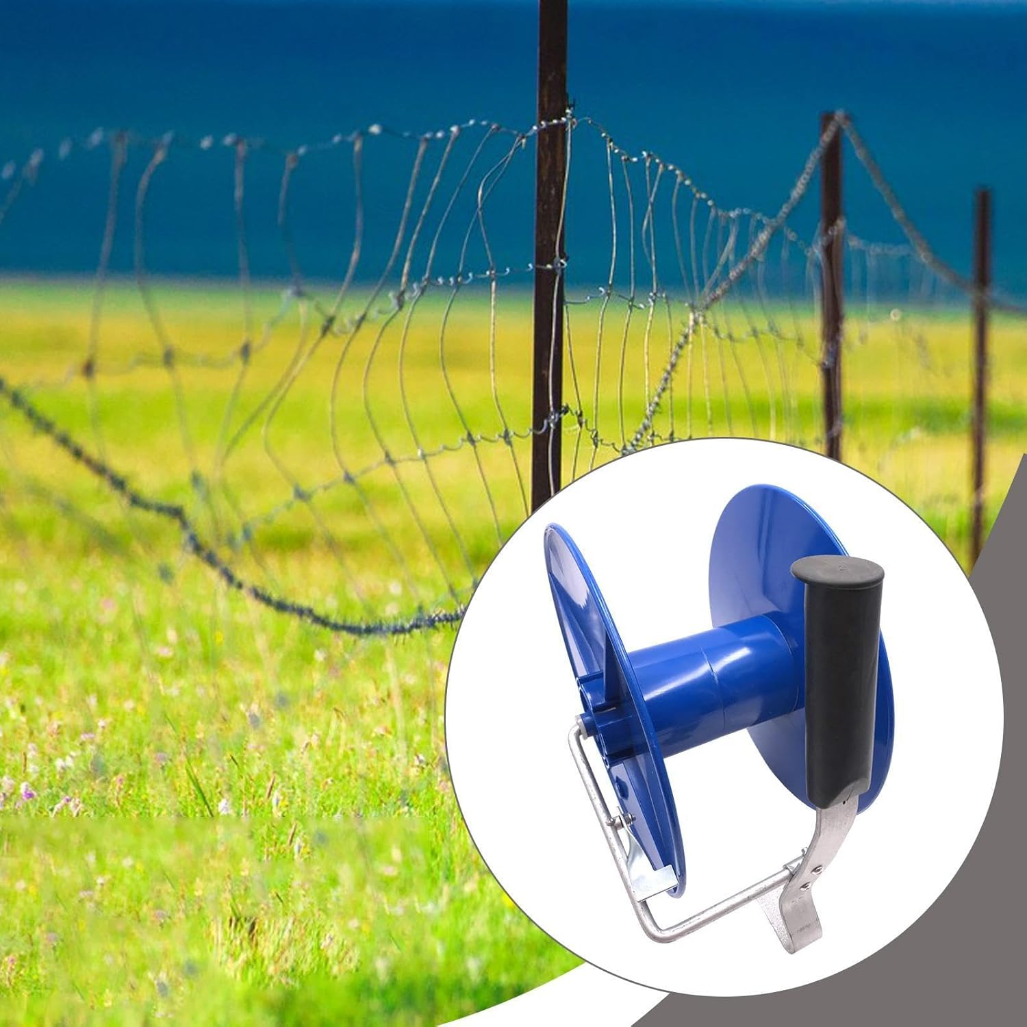 Harayaa Electric Fence Reel Rope Winder with Lock Ranch Garden Pasture Lightweight Wire Reel image number 1