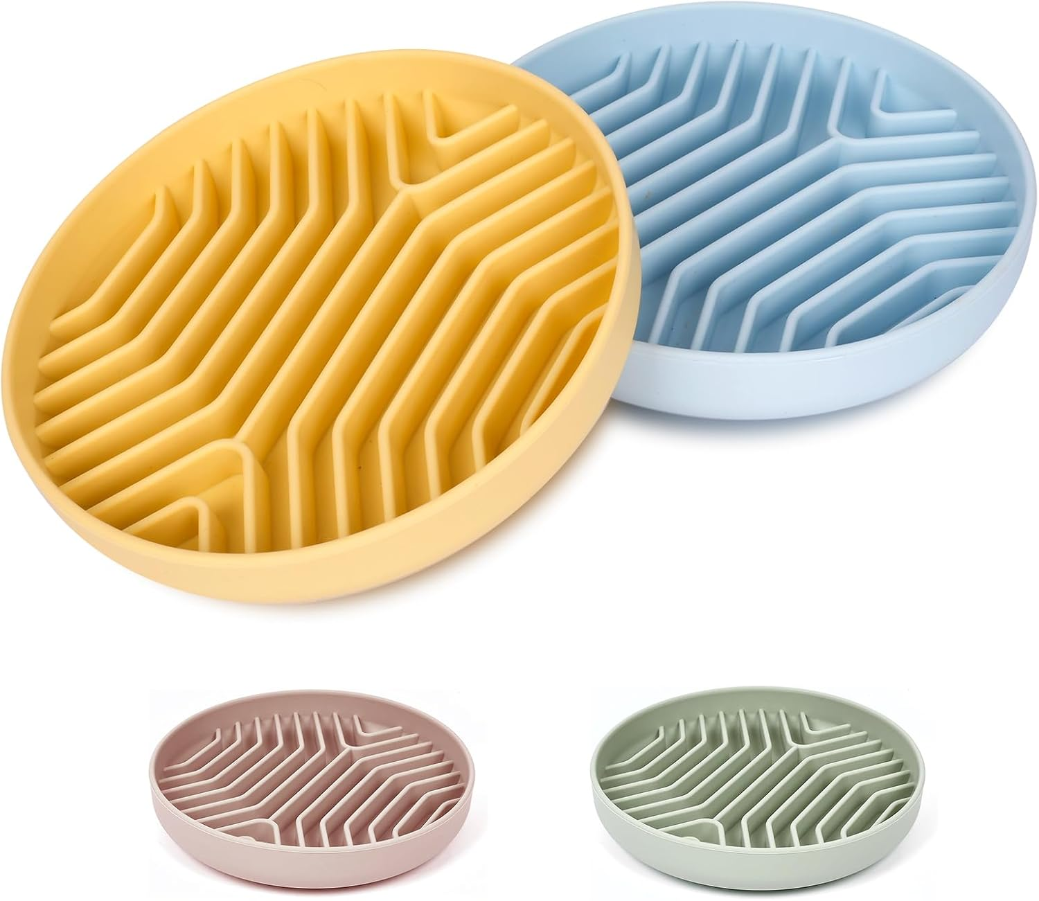 Slow Feeder Dog Bowls, Puzzle Silicone Dog Feeding Bowls with Suction Cups, Anti-Choking, Non-Slip Design, Reduces Boredom, Anxiety, Ideal for Medium to Small Dogs & Cats - XAQMHSW (Pink)