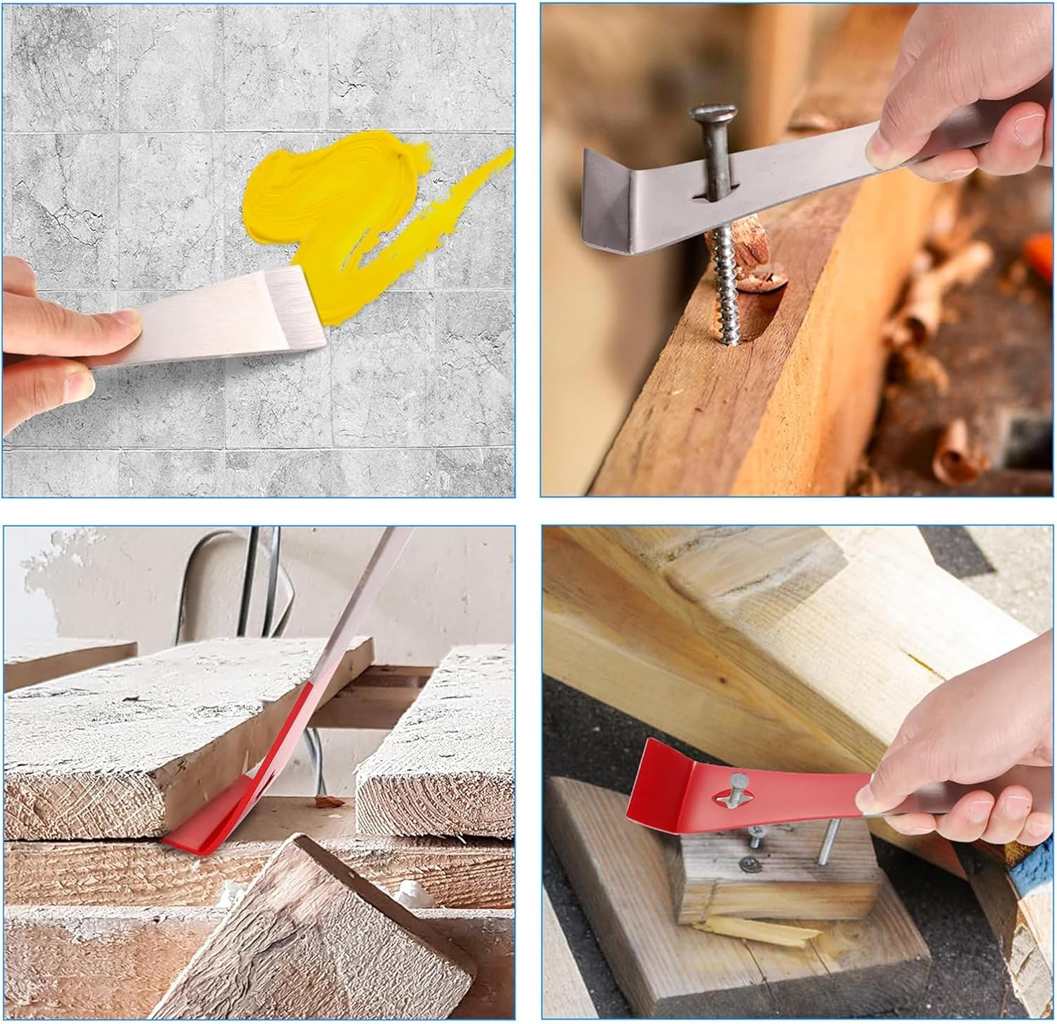 2-Pack Stainless Steel Pry Bars - Mini Flat Crowbar Tools for Scraping, Pulling, and Lifting - Multipurpose Thin Trim Bars for Beekeeping, Kitchen Remodeling, and More image number 1