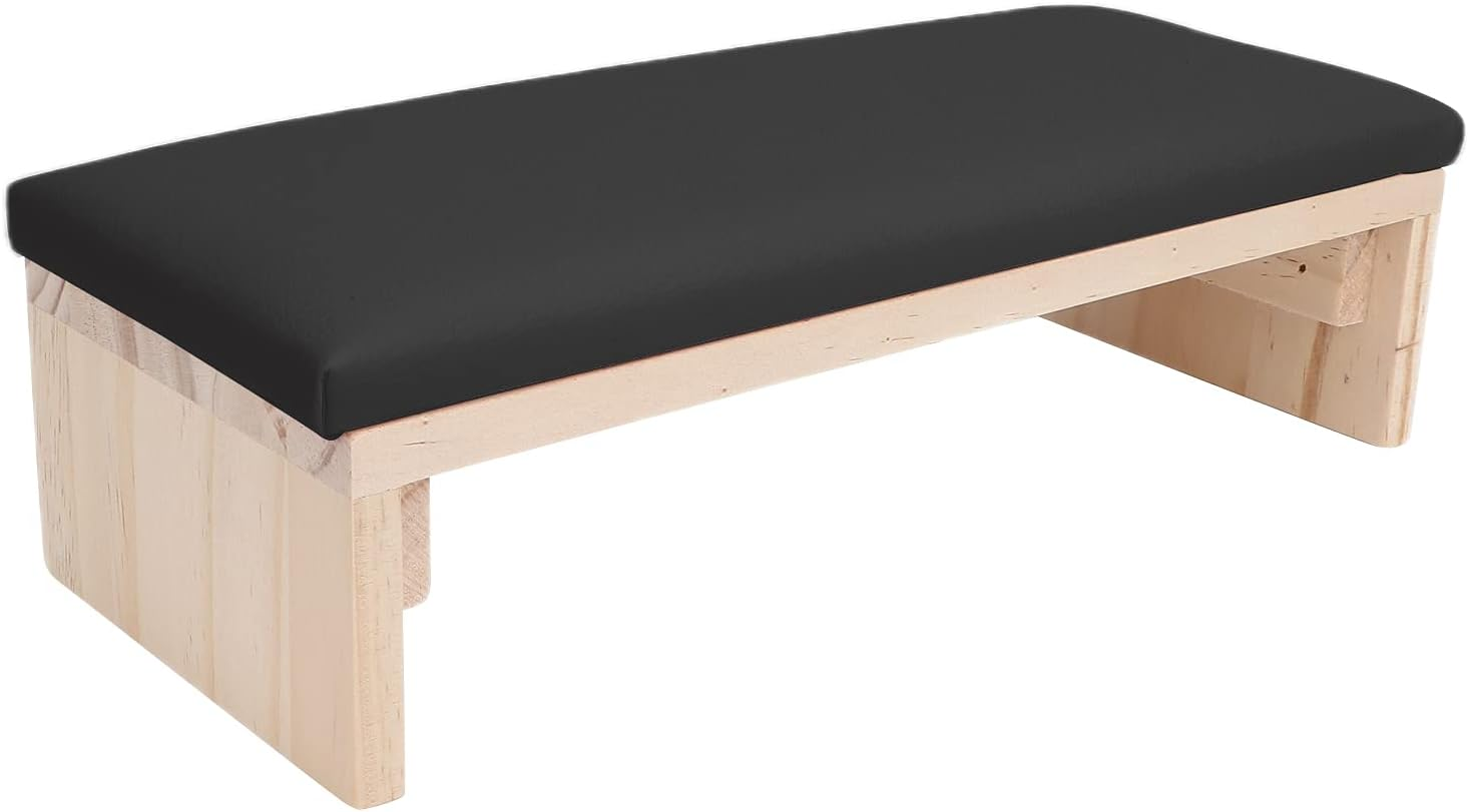 Nail Arm Rest, PU Leather Nail Hand Rest, Professional Microfiber Leather Nail Hand Rest Stand Arm Rest, with Soft High Density Sponge Solid Log Table for Nail Technician Use Must (Black) image number 5