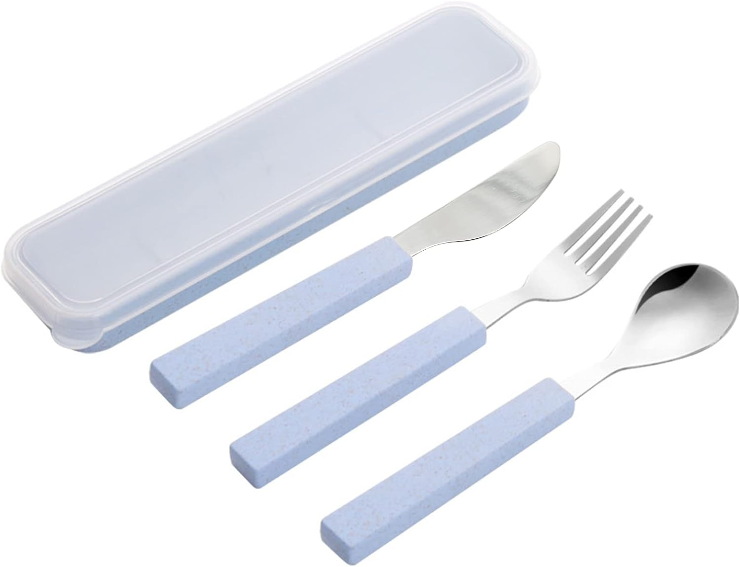 VANRA 3-Piece Children Utensils Set 18/8 Stainless Steel Child Flatware Set Silverware Spoon Fork Chopstick Set with Travel Case for Kids Lunch Box (Green)