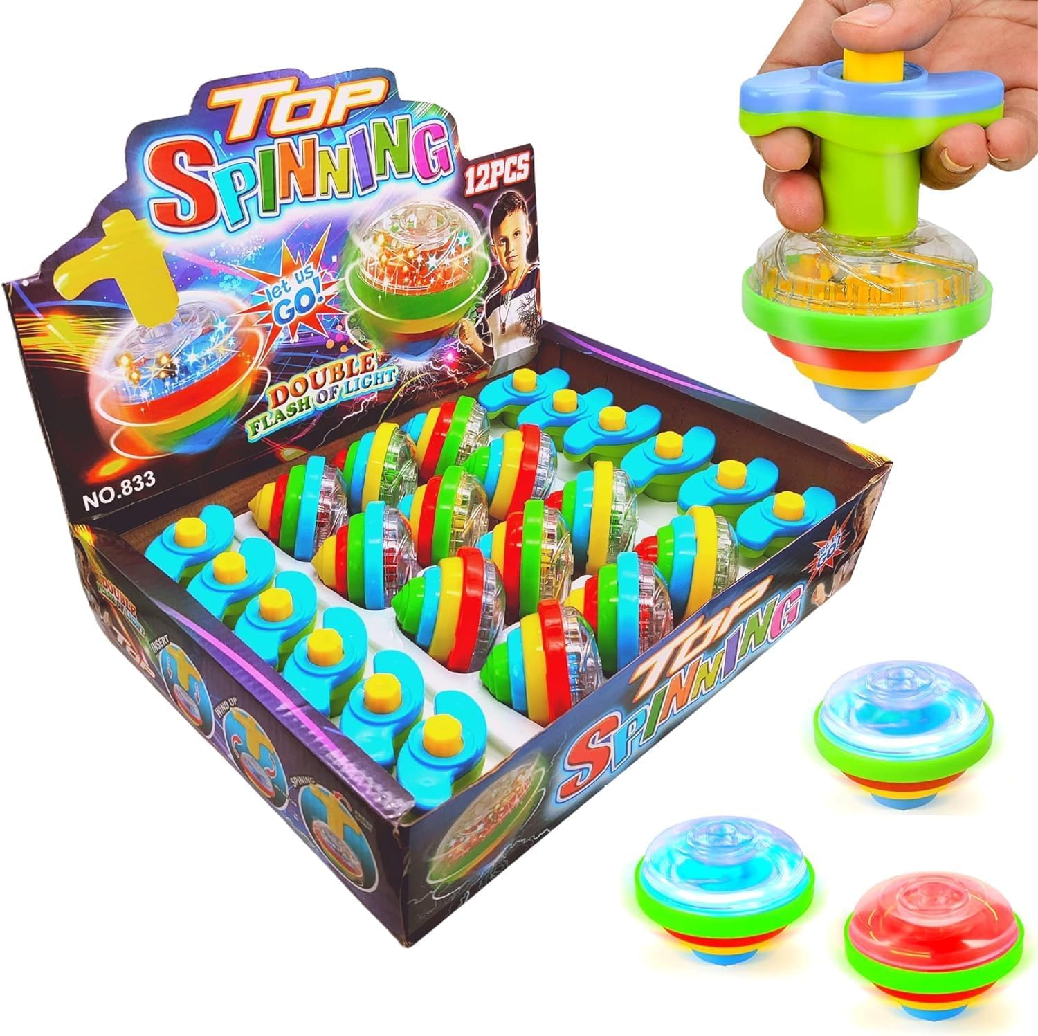 12-Pack Light up Toys-Spinning Top for Kids,Ufo Spinners Tops Party Favors for Kids,Light up Spinning Toy,Birthday Party Favors For,Goodie Bag Fillers image number 4