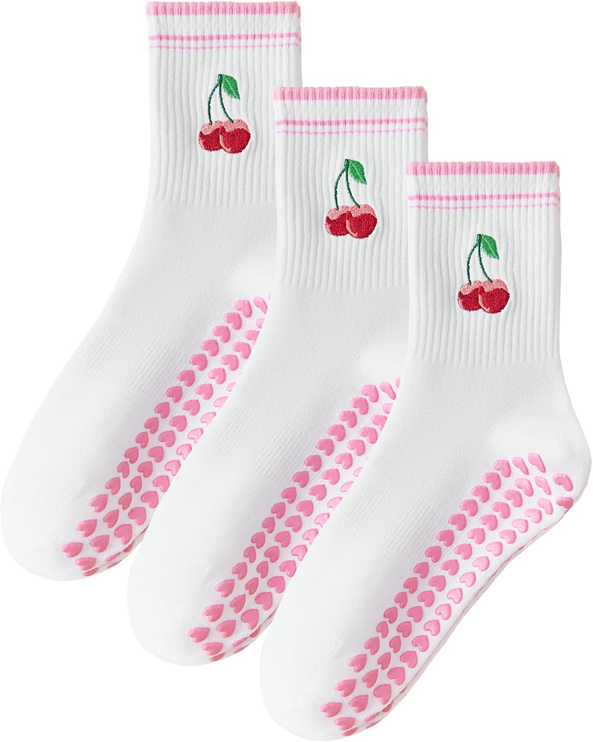 Pilates Socks with Non-Slip Grips Yoga Grippy Barre Workout Athletic Crew Anti-Slip Grip Socks for Women