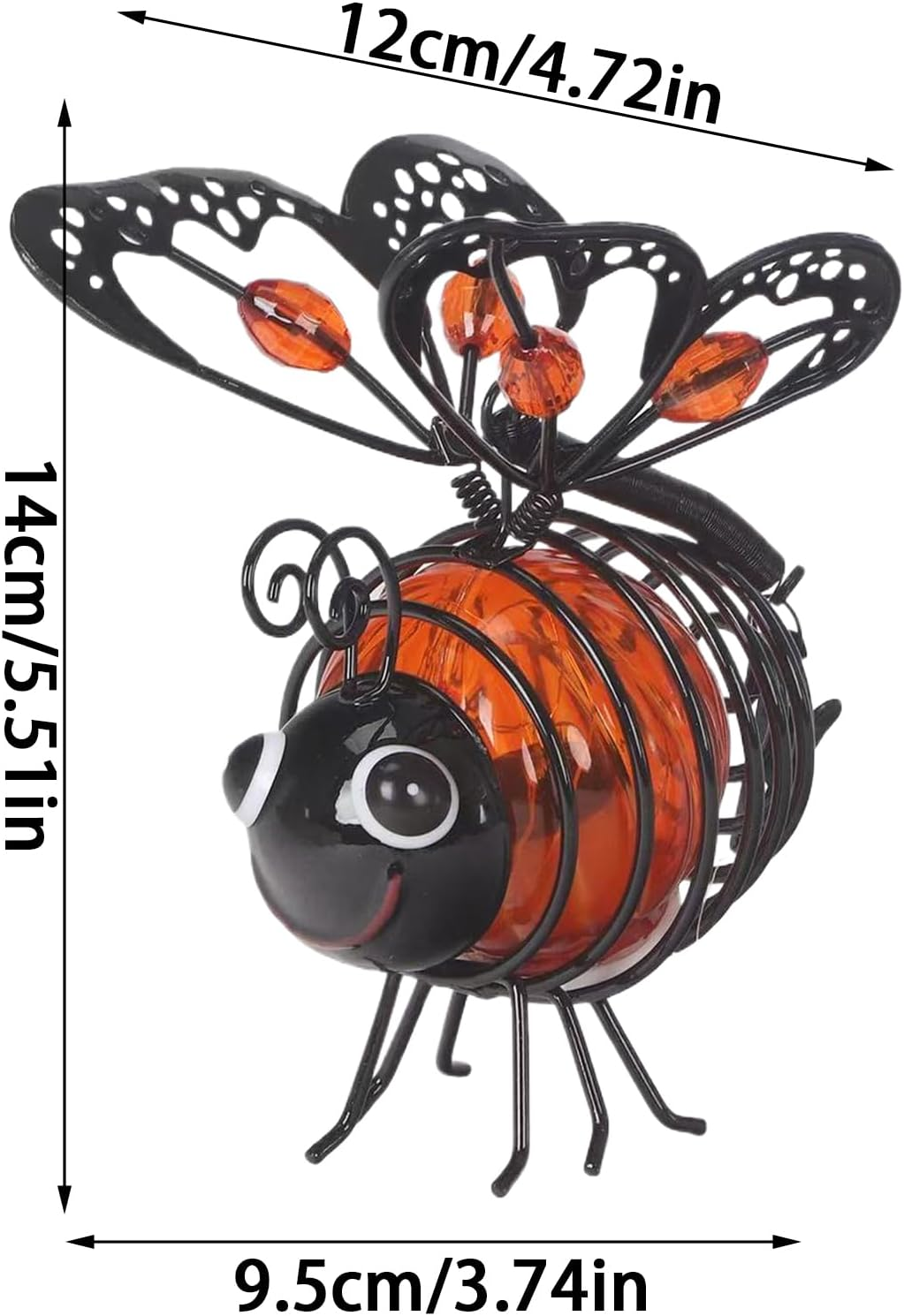 Hanging Solar Bee Lights Outdoor, Waterproof Hanging Bee Garden Lights, LED Garden Solars Light Ornaments for Patio Balcony Yard - Orange image number 6