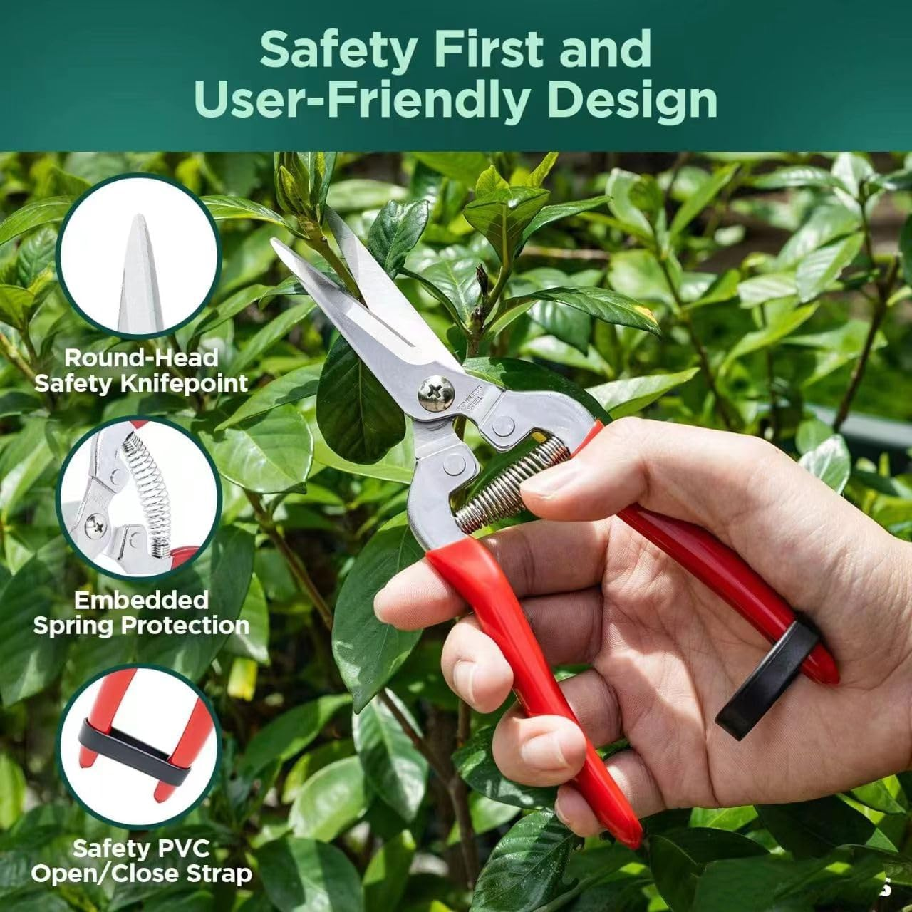 2 Pcs Sturdy Pruning Shear Garden Scissors Gardening Snips Professional Micro-Tip Pruning Tool for Arranging Flowers, Trimming image number 4