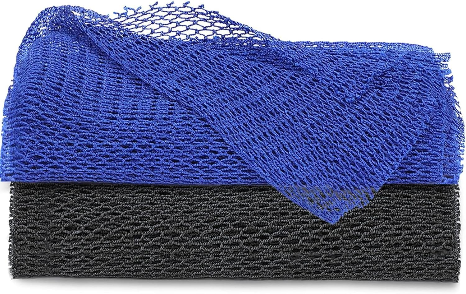 Yeanifeana 2 Pack African Net Sponge, Authentic Exfoliating Body Scrubber for Back, Foot & Scalp, Stretchable Durable Bath Sponge Shower Accessory (Blue) - Black image number 3
