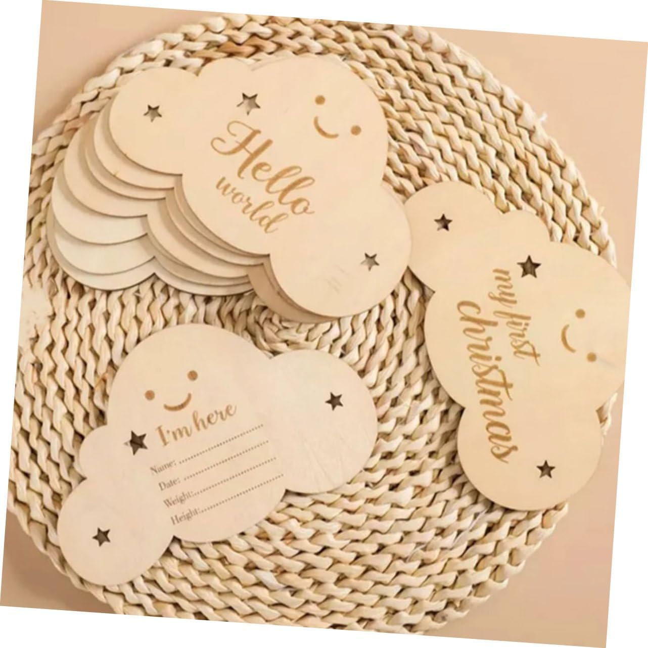 Cloud Shaped Monthly Photo Discs Double Sided Announcement Markers for Newborn Photography for Milestone Capture and Nursery Decor image number 1