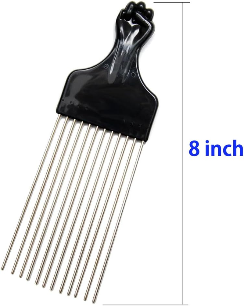 Luxxii (2 Pack) 23Cm Long Black Fist Metal Afro Pik Lift Hair Comb Detangle Wig Braid Hair Man Styling Comb image number 5