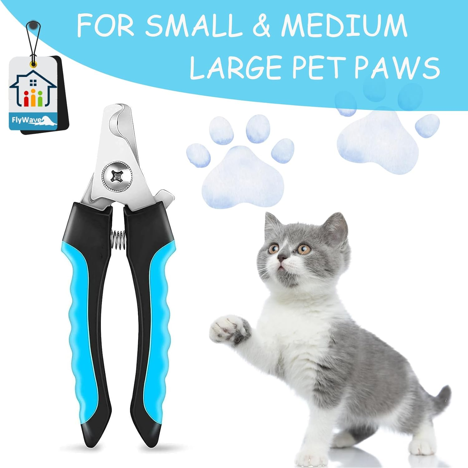 Flywave Claw Scissors for Cats and Dogs, Safe with Protection and Nail File, Ergonomic Design, Ideal for Small to Large Animals, Blue image number 6